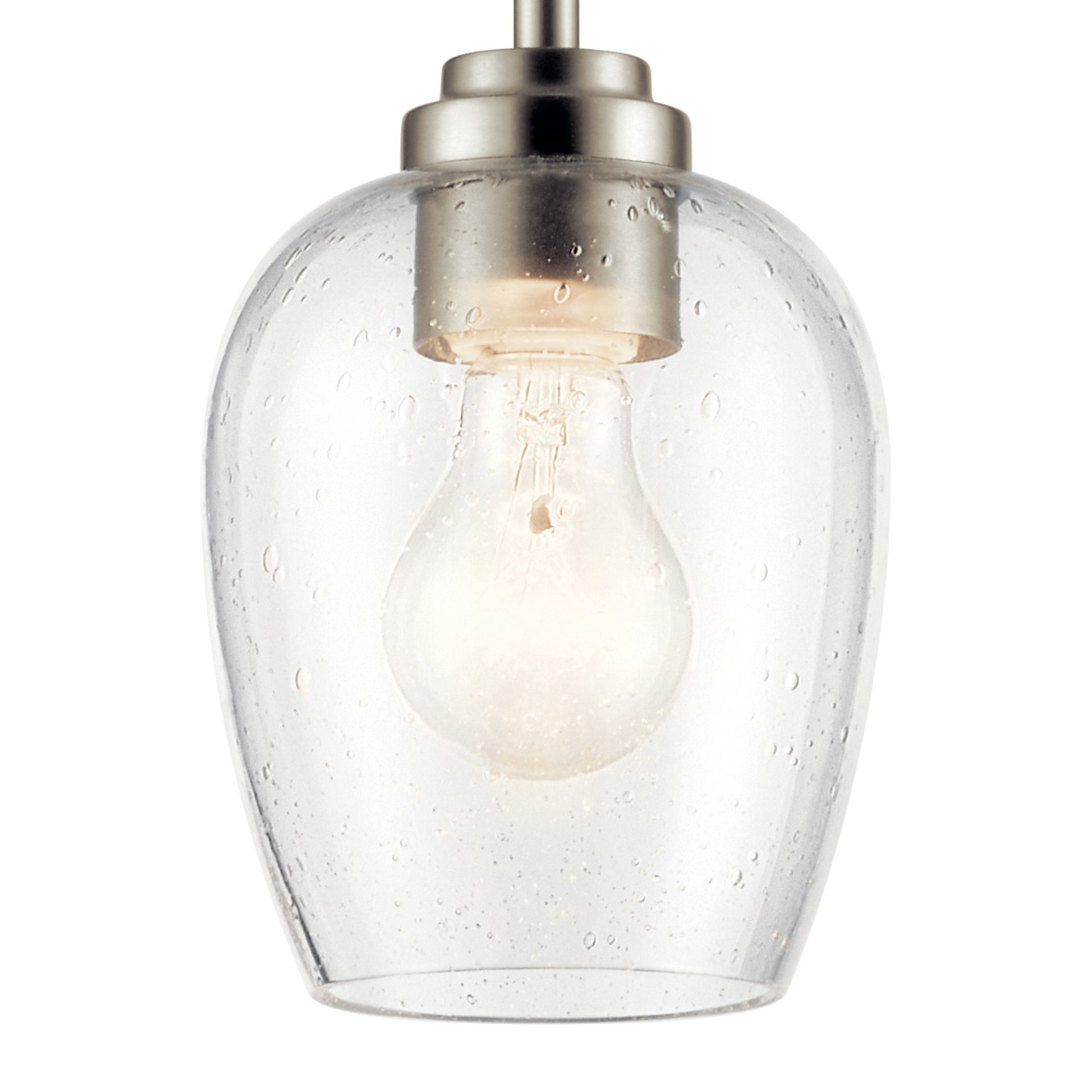 Valserrano 5" Mini Pendant, Brushed Nickel Finish, Clear Etched Glass - Bees Lighting