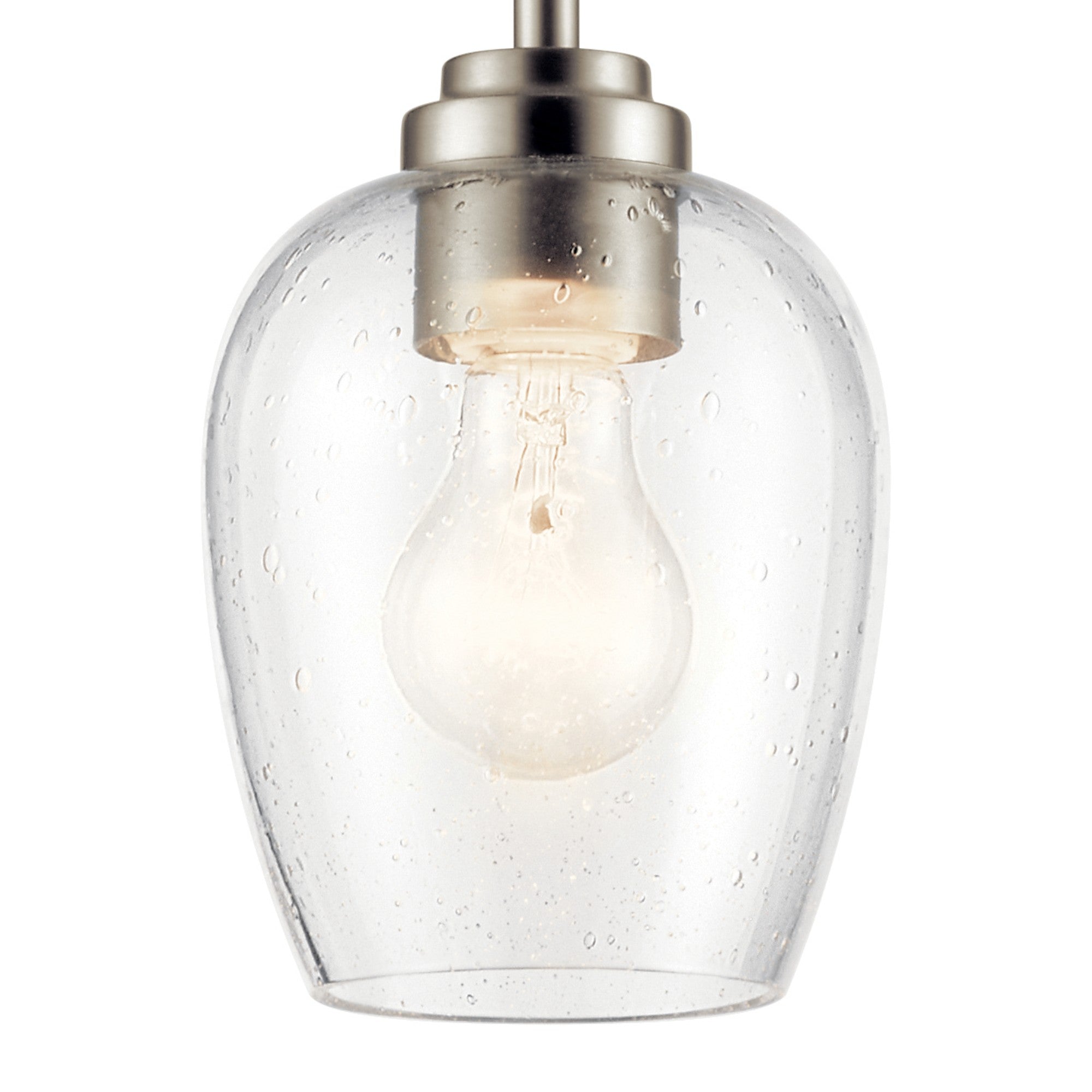 Valserrano 5" Mini Pendant, Brushed Nickel Finish, Clear Etched Glass - Bees Lighting
