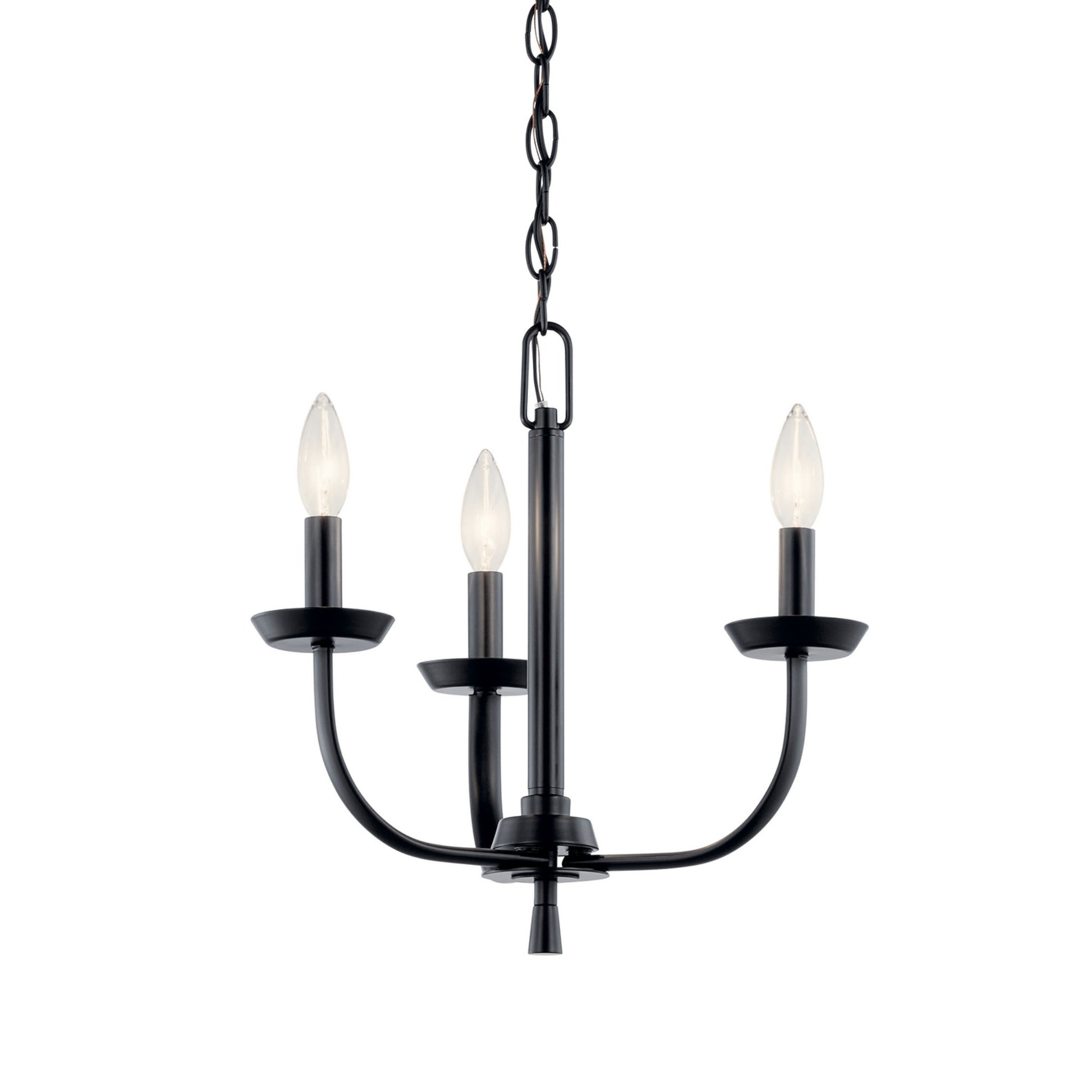 Kennewick 16" 3-Light Mini Chandelier, Black Finish - Bees Lighting