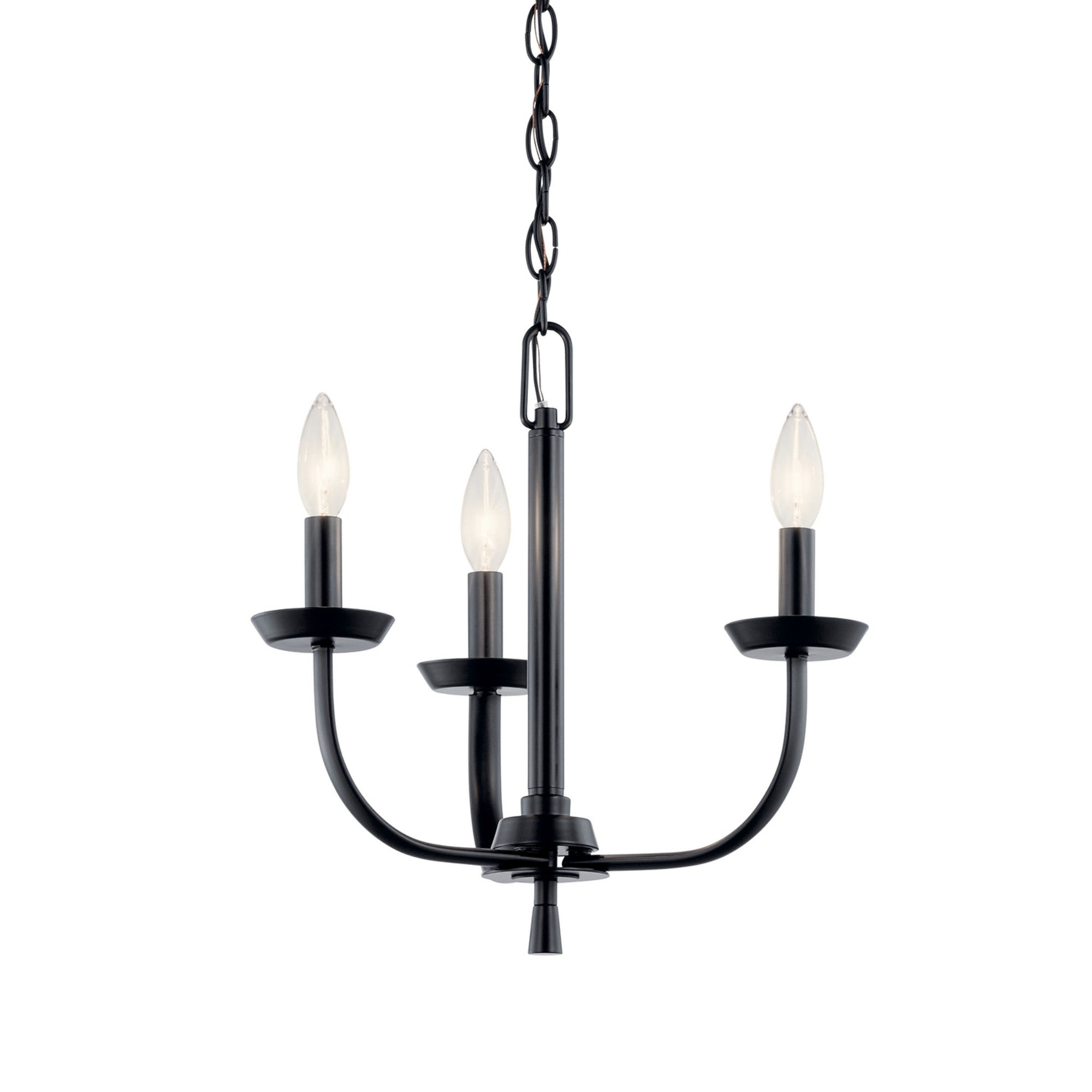 Kennewick 16" 3-Light Mini Chandelier, Black Finish - Bees Lighting