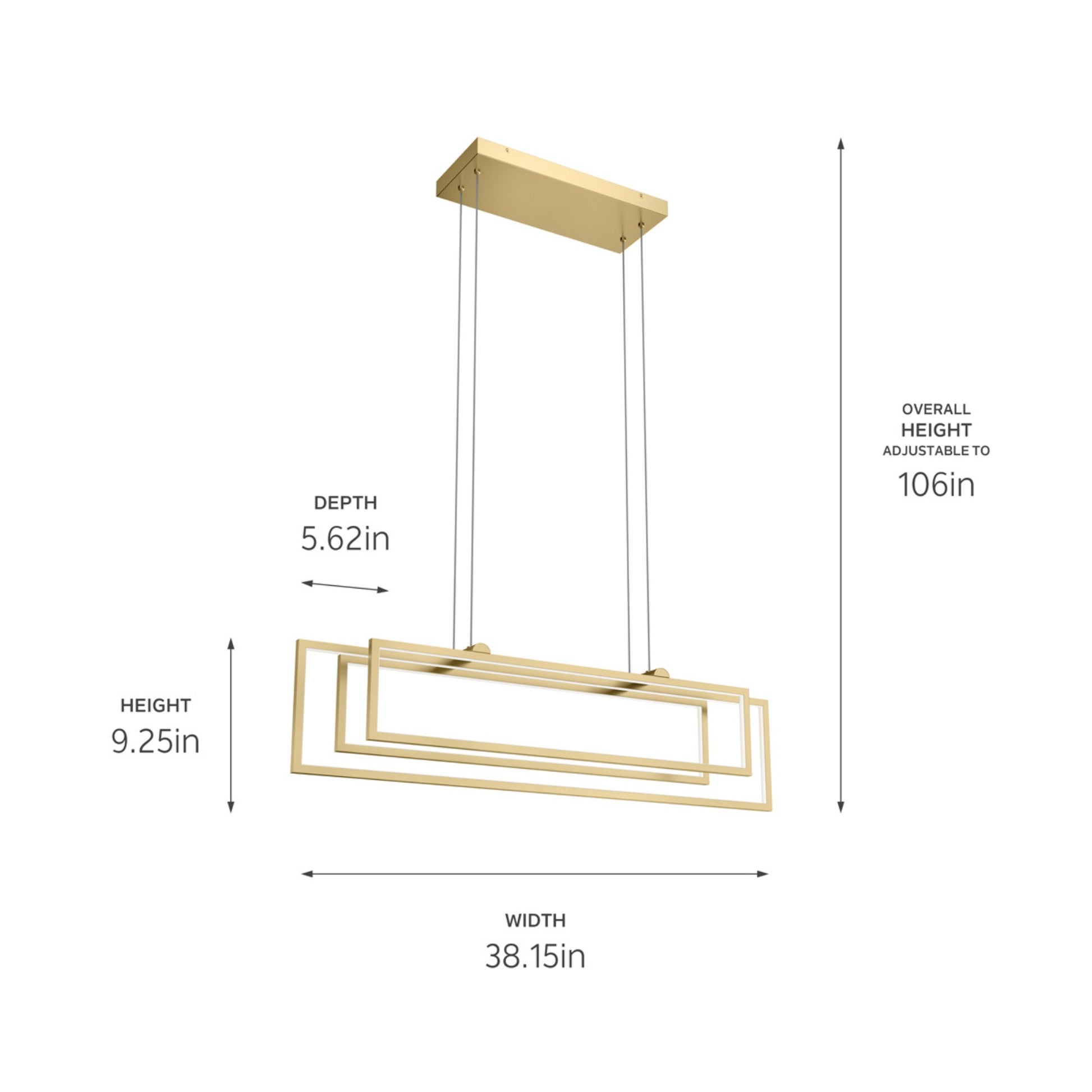 Jestin 38" LED Linear Chandelier, Champagne Gold Finish - Bees Lighting