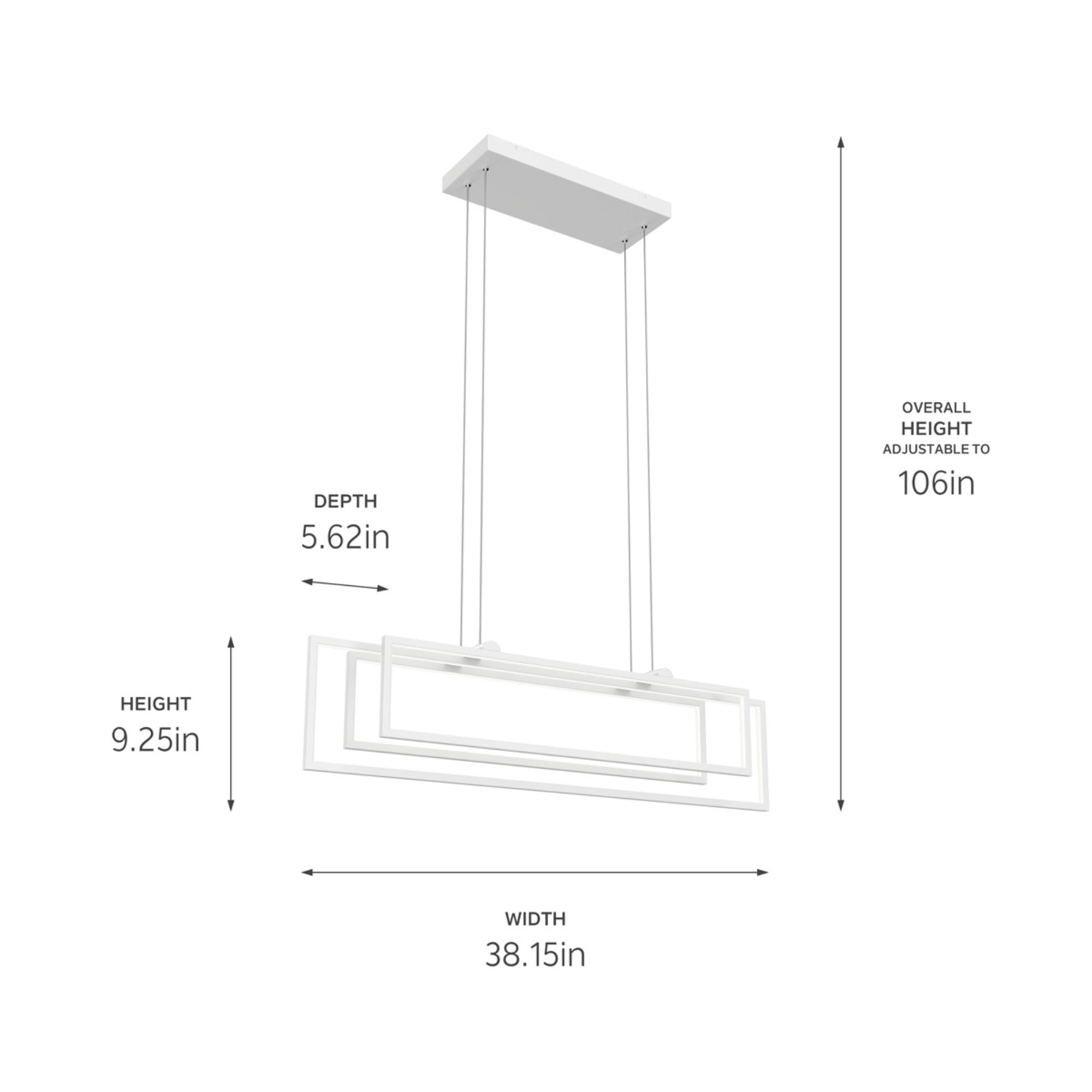 Jestin 38" LED Linear Chandelier, White Finish - Bees Lighting