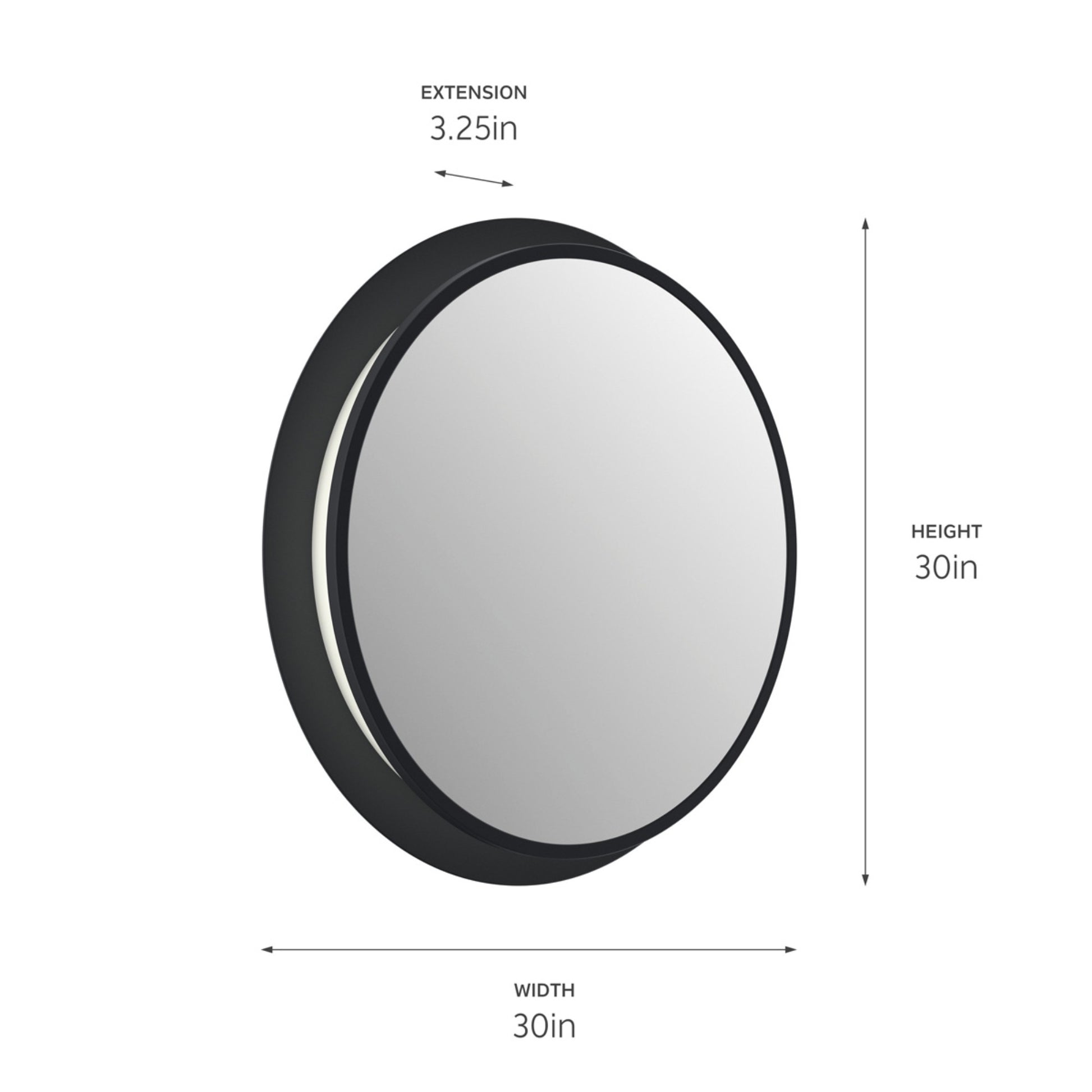 Chennai 30" LED Vanity Mirror, Matte Black Finish - Bees Lighting