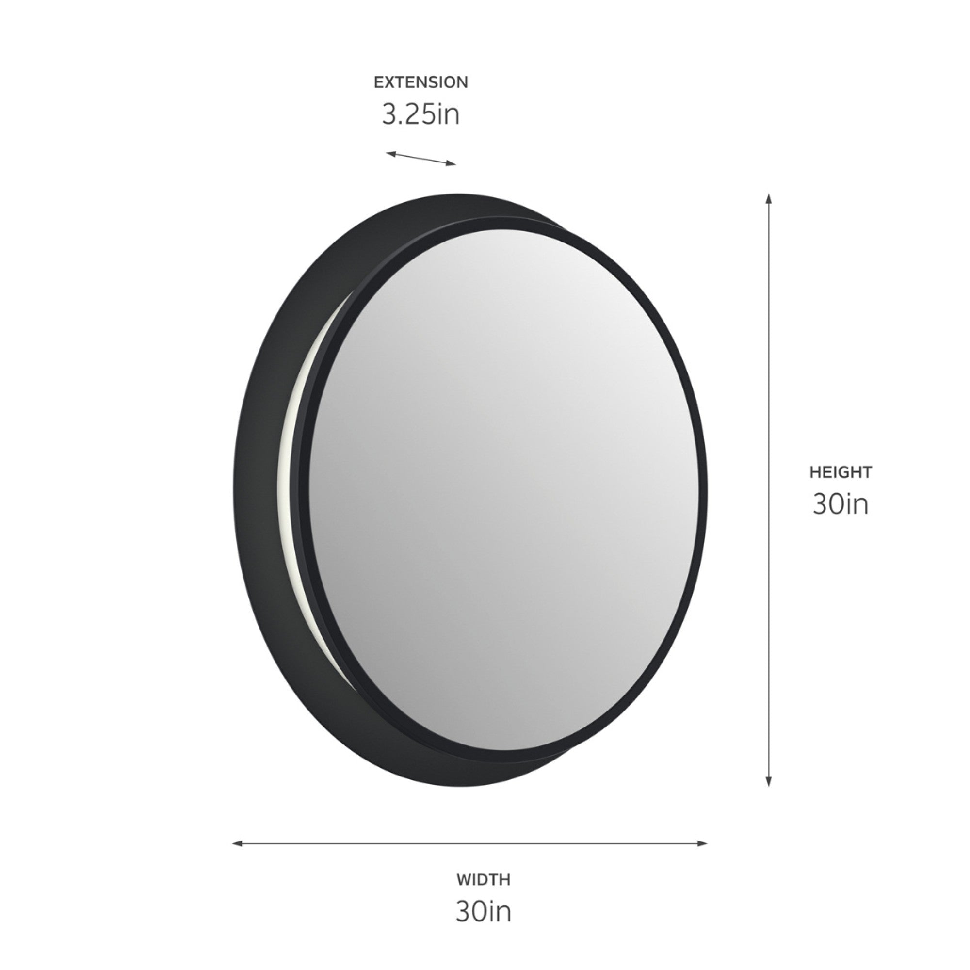 Chennai 30" LED Vanity Mirror, Matte Black Finish - Bees Lighting