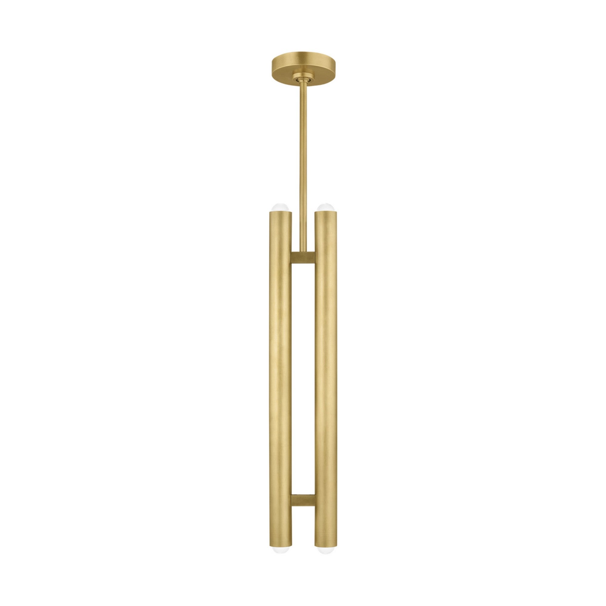 Ebell 5" LED 2-Light Pendant, 120V, Natural Brass Finish - Bees Lighting