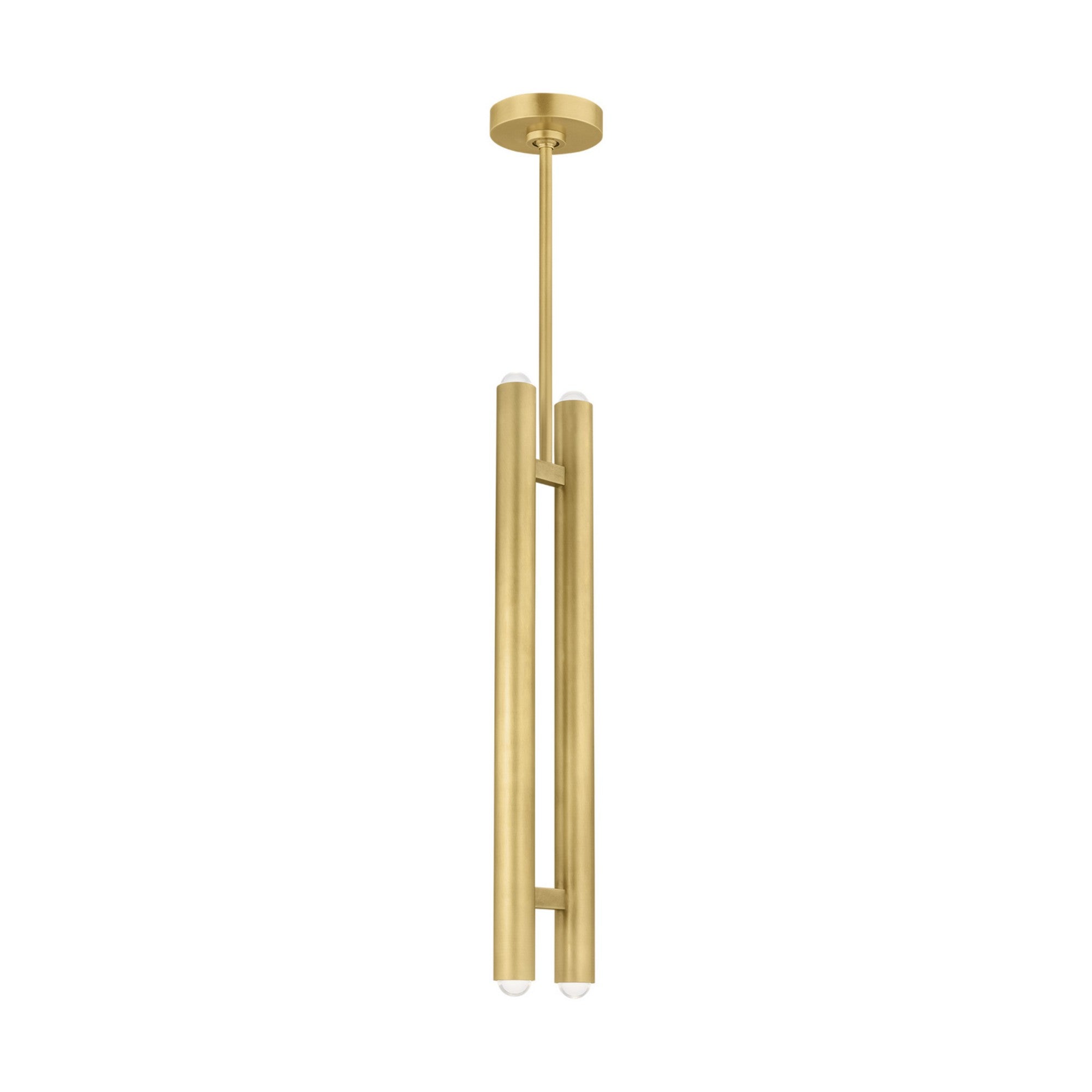 Ebell 5" LED 2-Light Pendant, 120V, Natural Brass Finish - Bees Lighting