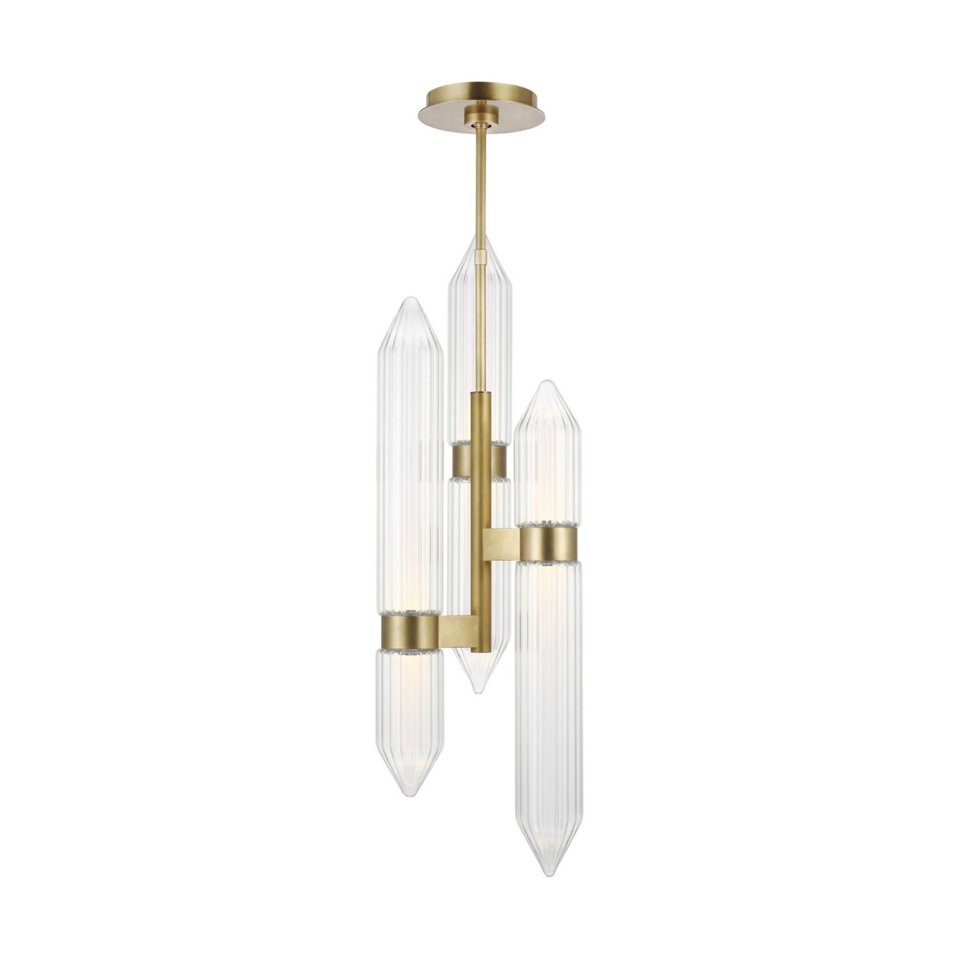 Langston 34" LED Pendant, 277V, Plated Brass Finish - Bees Lighting