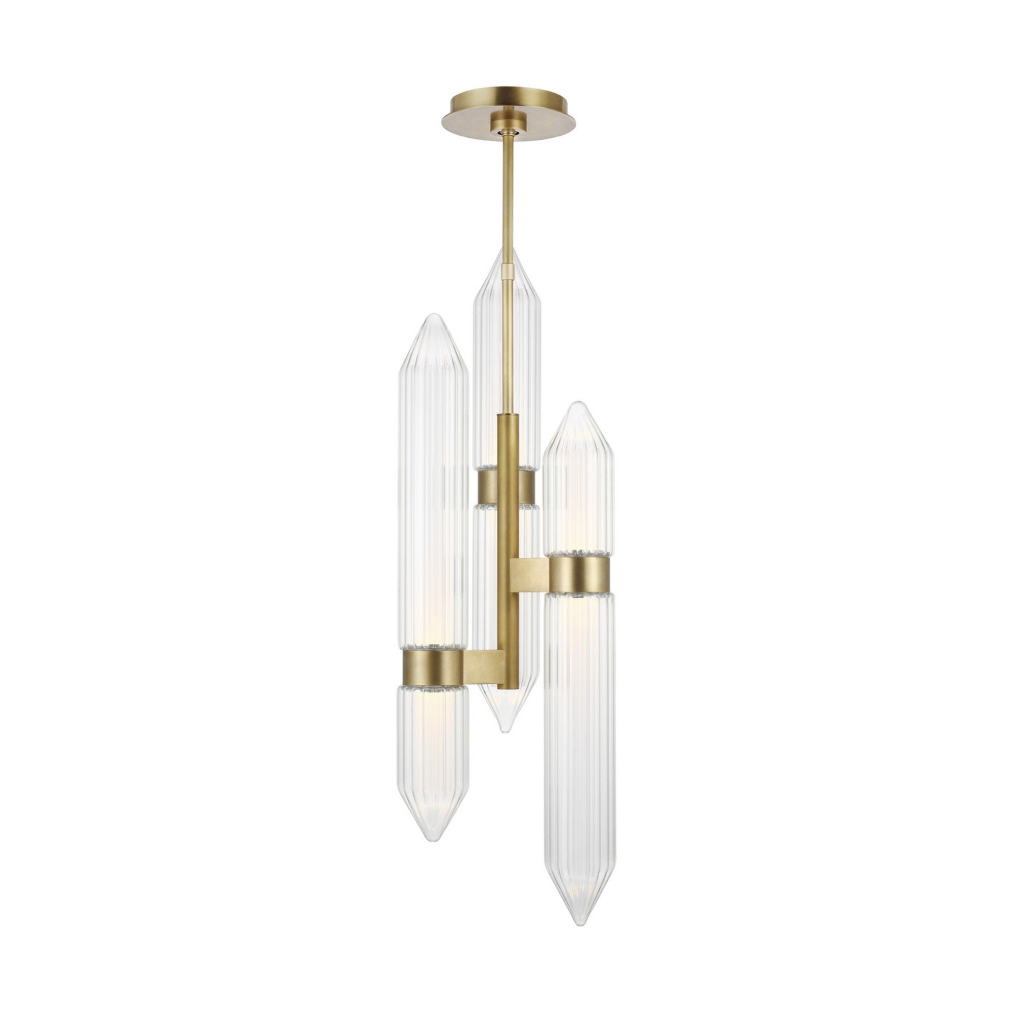 Langston 34" LED Pendant, 277V, Plated Brass Finish - Bees Lighting