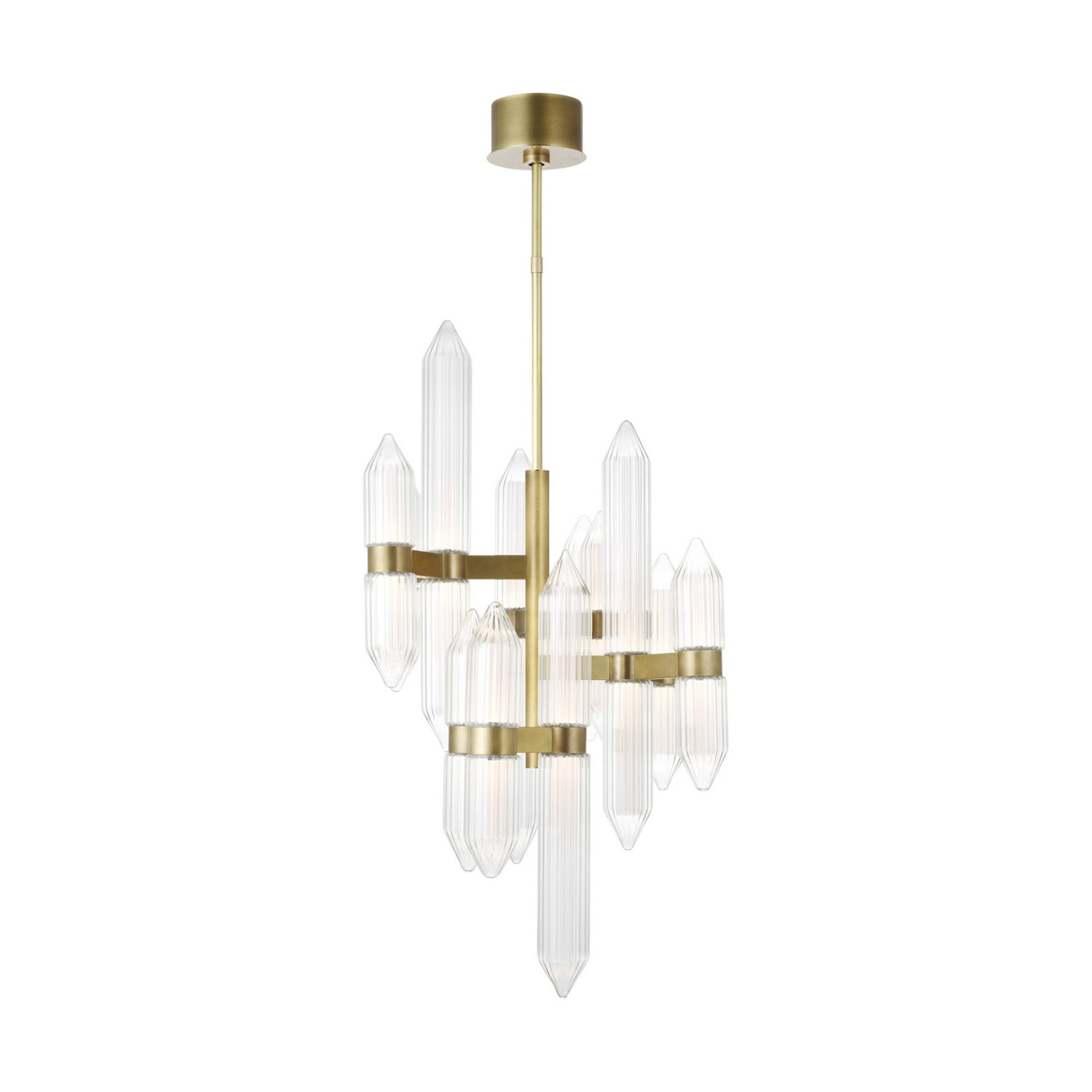 Langston 31" LED Chandelier, 120-277V, Plated Brass Finish - Bees Lighting