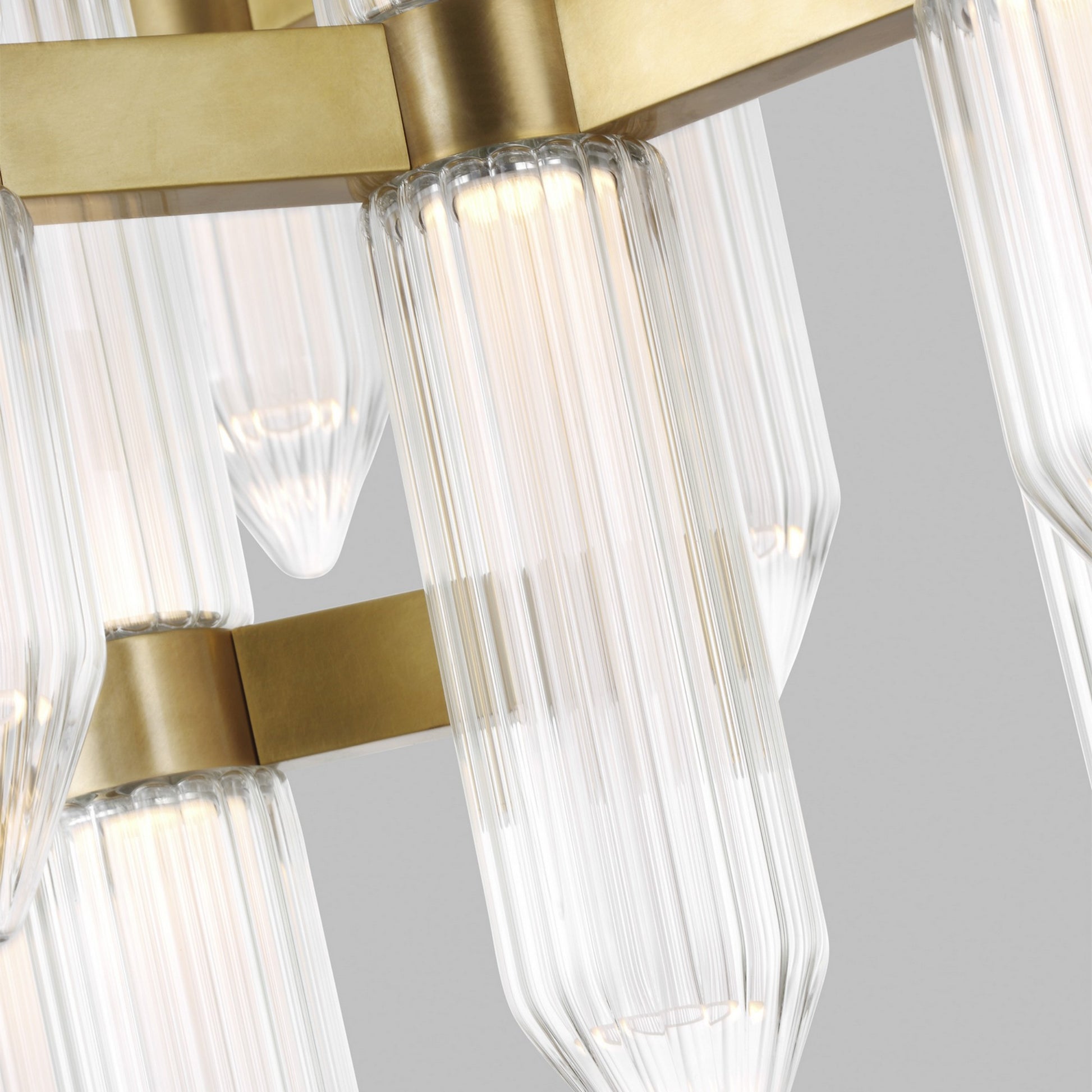 Langston 31" LED Chandelier, 120-277V, Plated Brass Finish - Bees Lighting