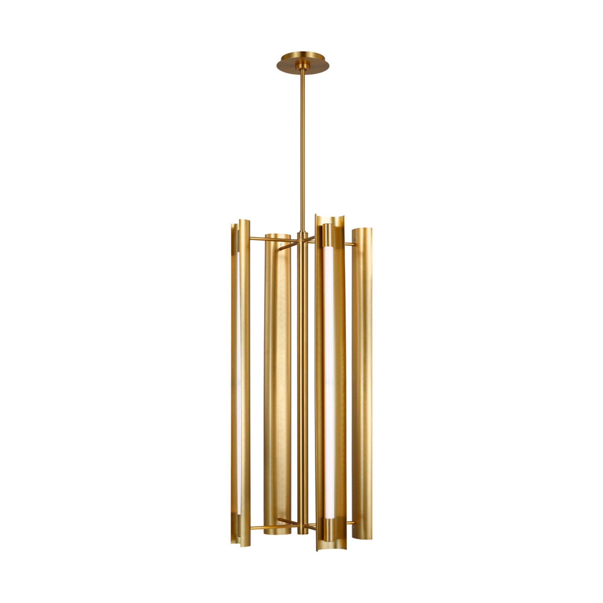 Carson 16" LED 4-Light Tall Pendant, Burnished Brass Finish - Bees Lighting