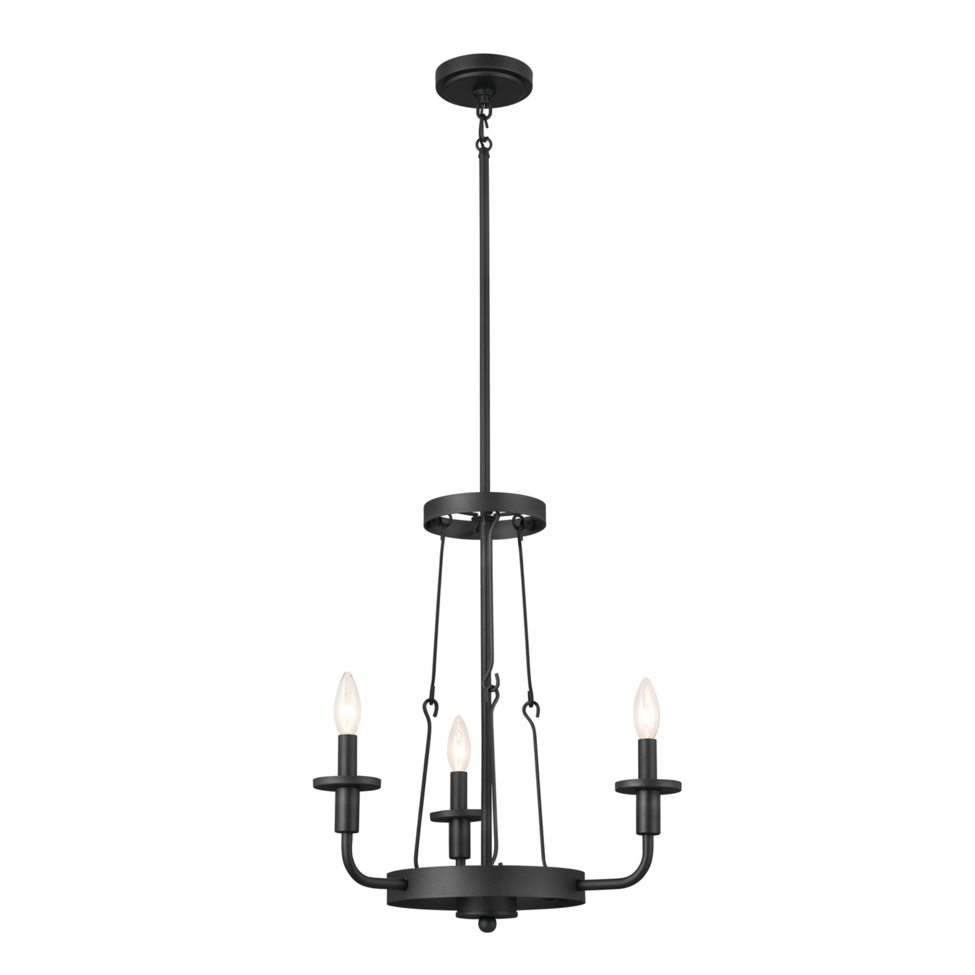 Vetivene 20" 3-Light Mini Chandelier, Textured Black Finish - Bees Lighting
