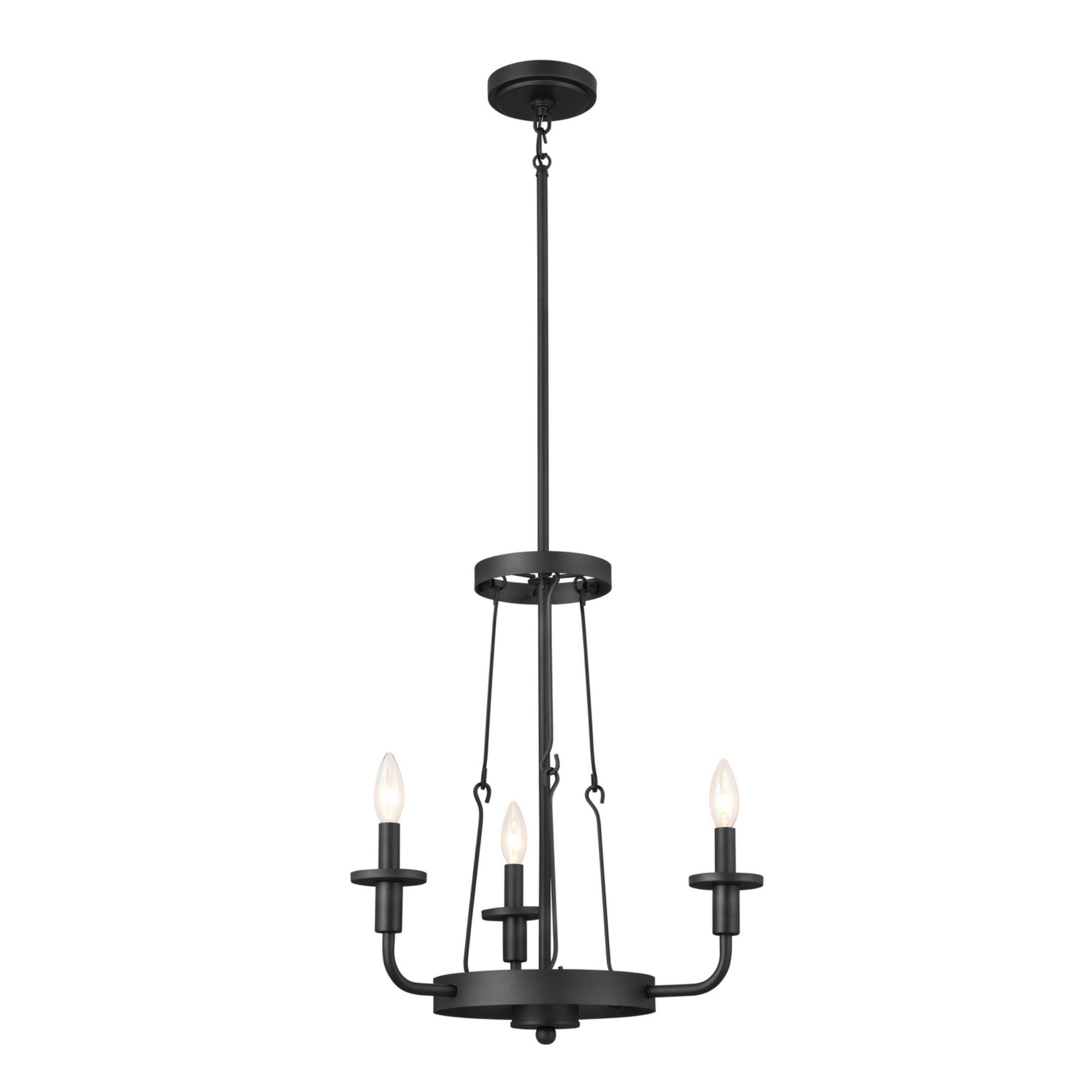 Vetivene 20" 3-Light Mini Chandelier, Textured Black Finish - Bees Lighting