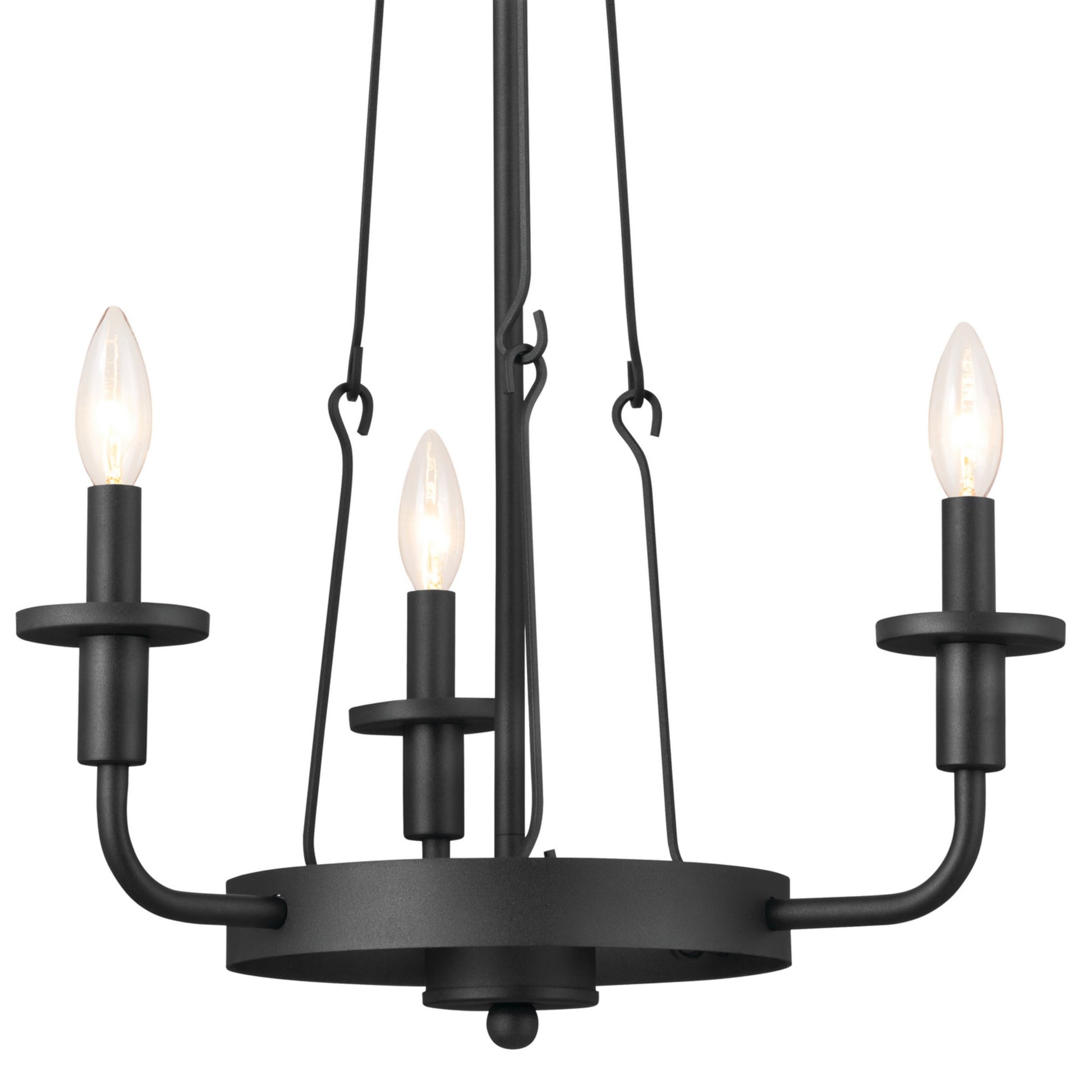 Vetivene 20" 3-Light Mini Chandelier, Textured Black Finish - Bees Lighting