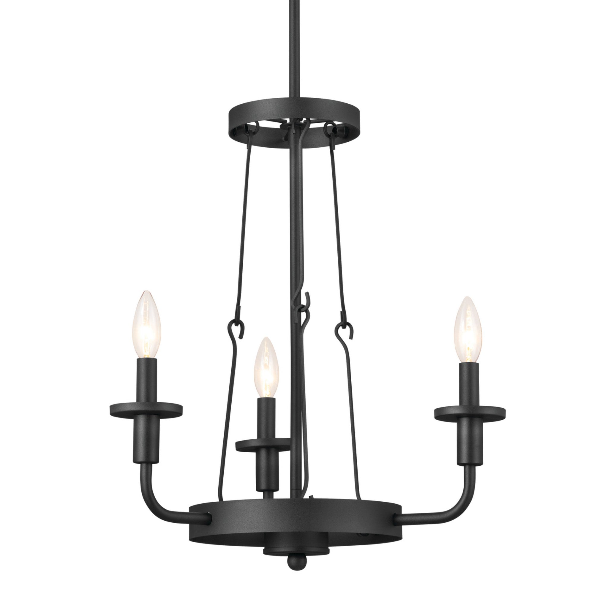 Vetivene 20" 3-Light Mini Chandelier, Textured Black Finish - Bees Lighting
