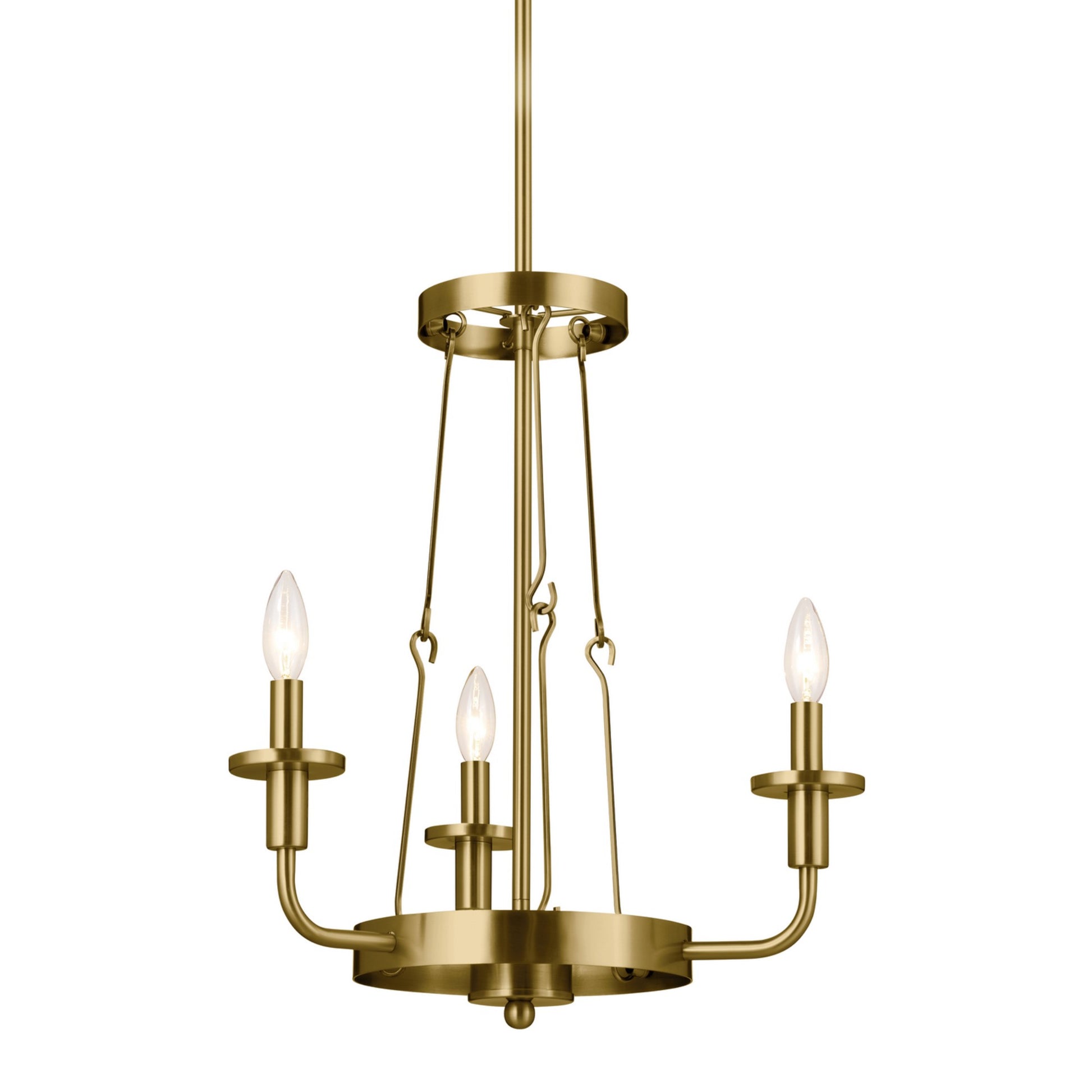 Vetivene 20" 3-Light Mini Chandelier, Natural Brass Finish - Bees Lighting