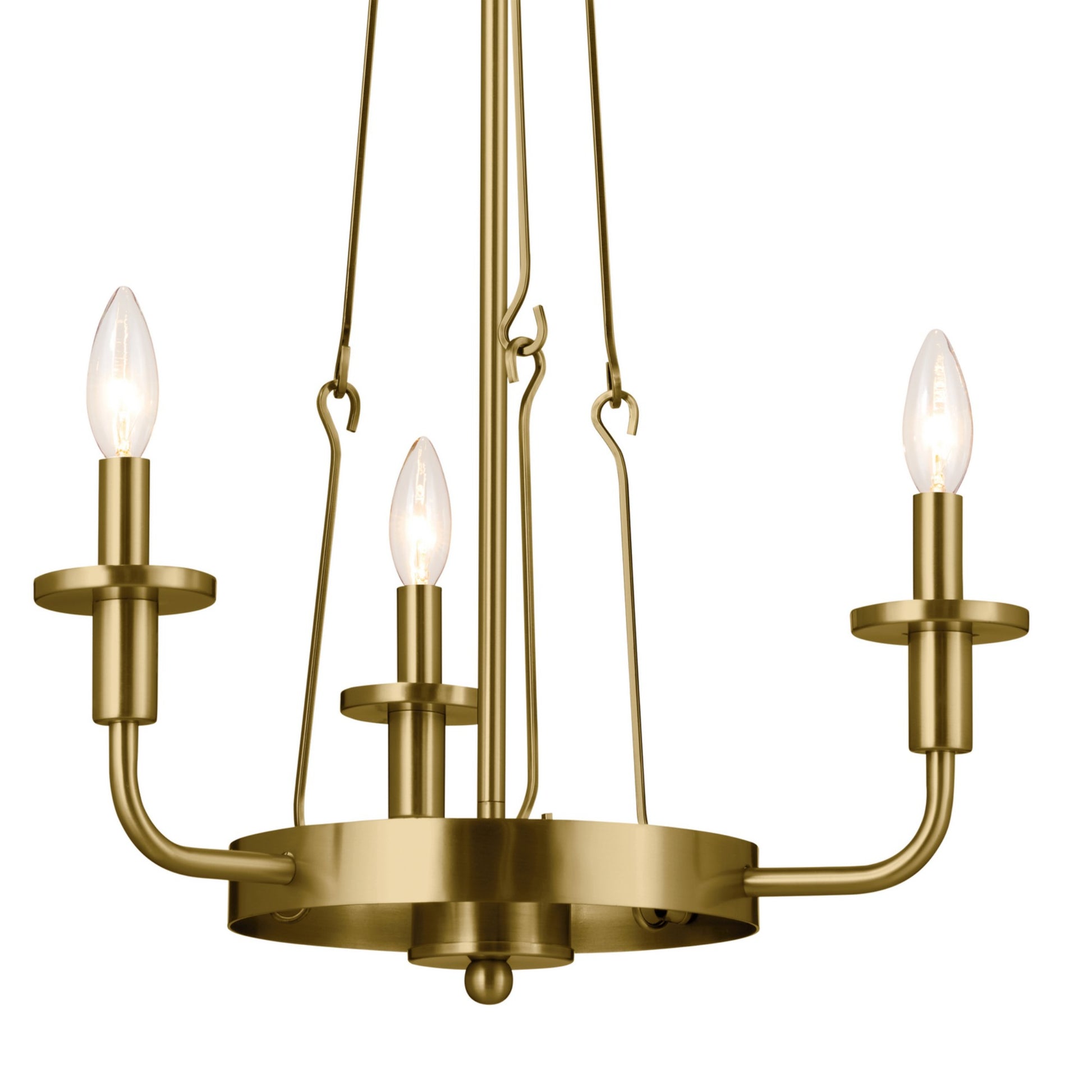 Vetivene 20" 3-Light Mini Chandelier, Natural Brass Finish - Bees Lighting