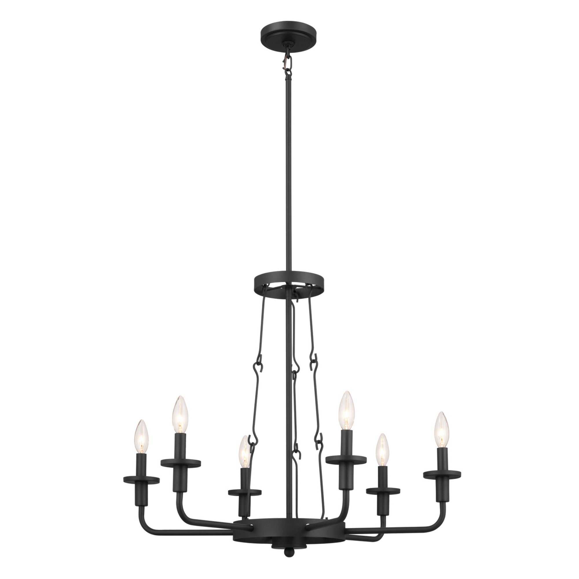 Vetivene 29" 6-Light Chandelier, Textured Black Finish - Bees Lighting