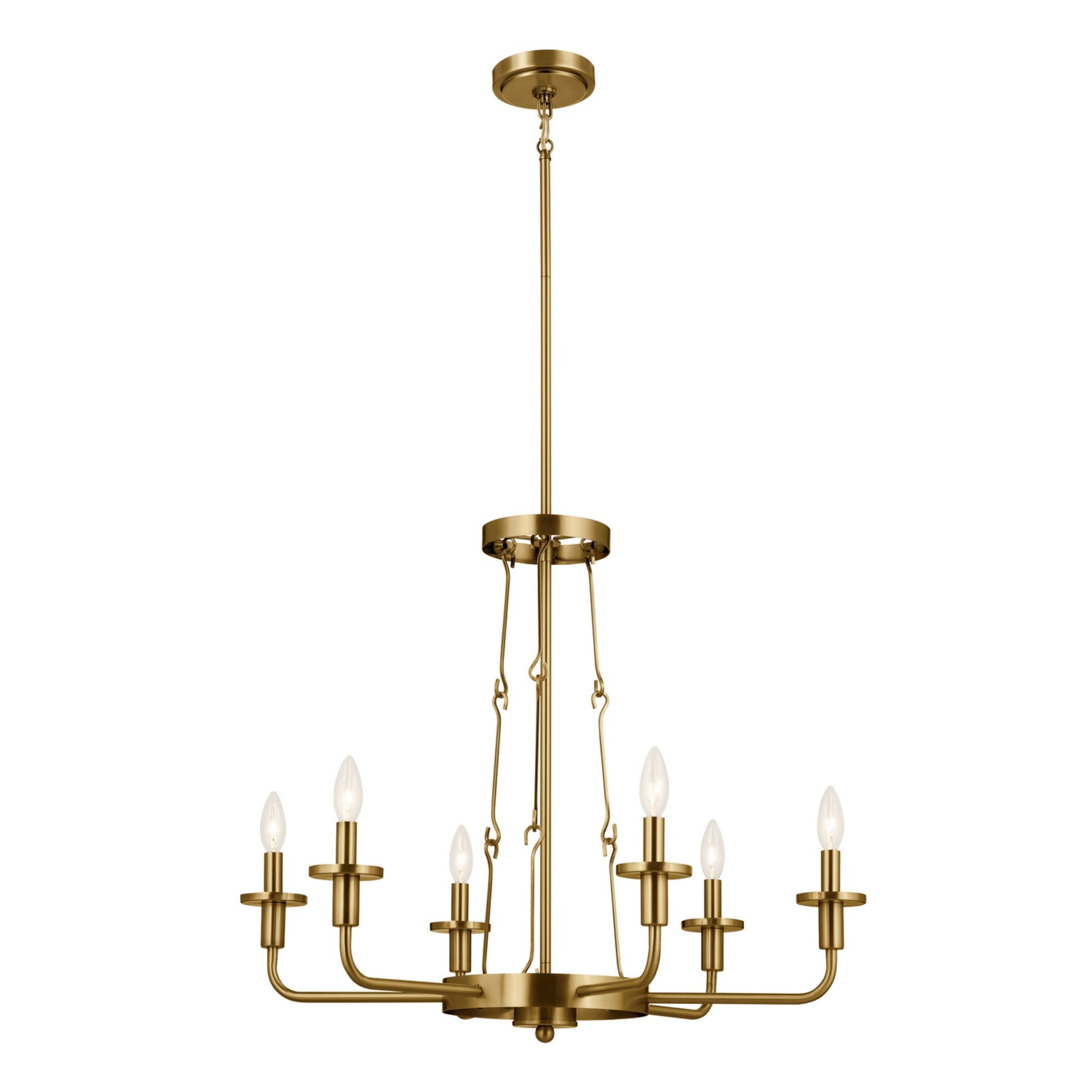 Vetivene 29" 6-Light Chandelier, Natural Brass Finish - Bees Lighting