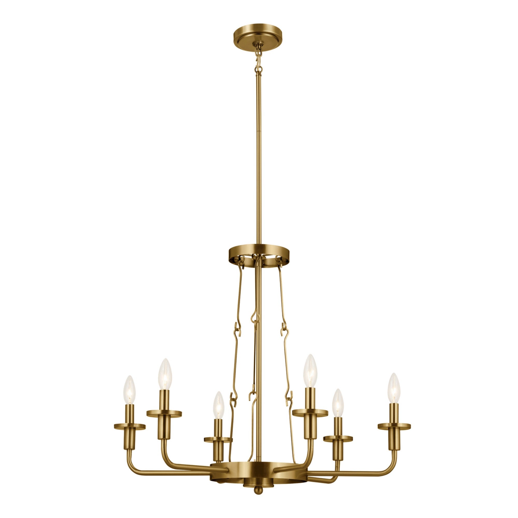 Vetivene 29" 6-Light Chandelier, Natural Brass Finish - Bees Lighting