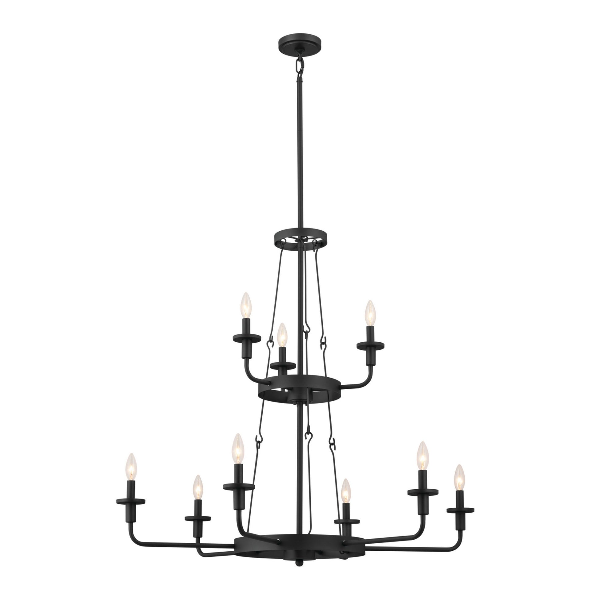 Vetivene 40" 9-Light Chandelier, Textured Black Finish - Bees Lighting