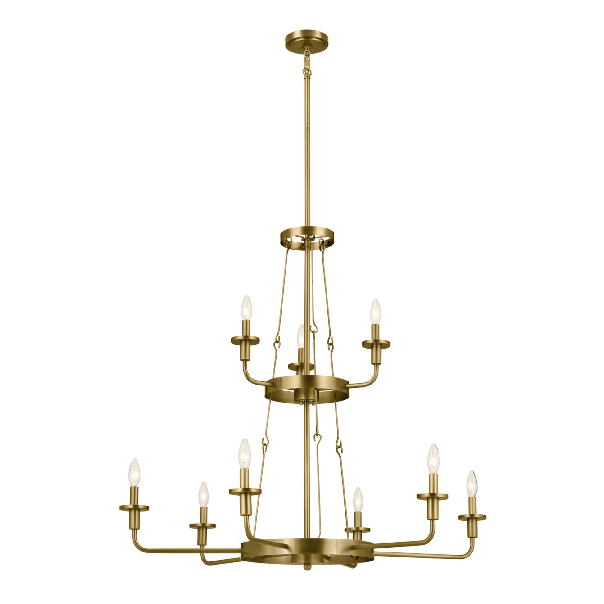 Vetivene 40" 9-Light Chandelier, Natural Brass Finish - Bees Lighting