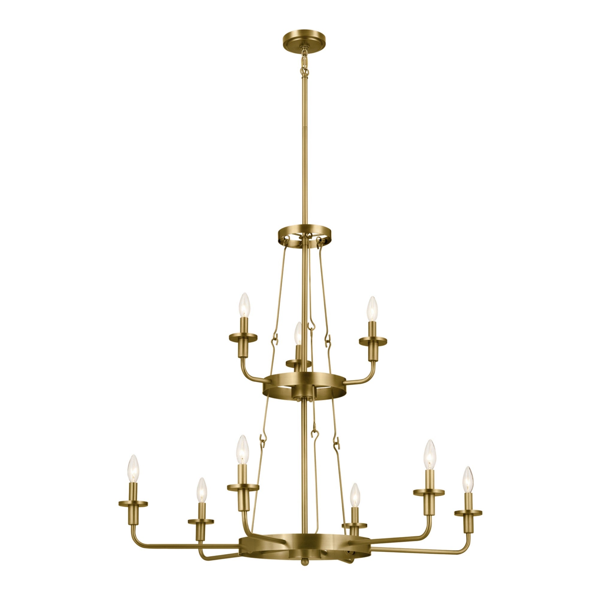 Vetivene 40" 9-Light Chandelier, Natural Brass Finish - Bees Lighting