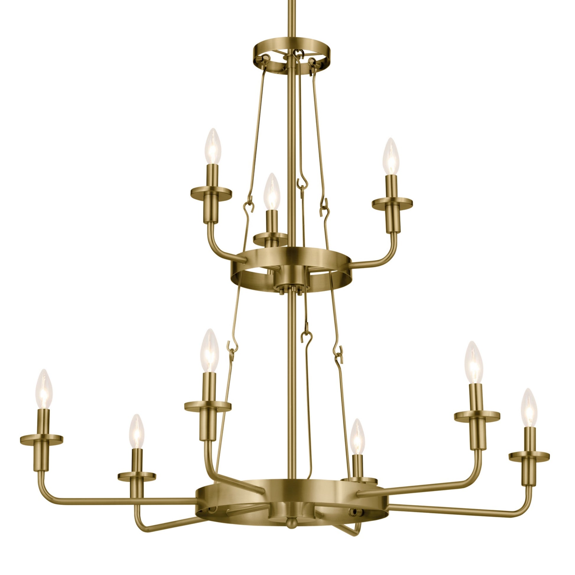 Vetivene 40" 9-Light Chandelier, Natural Brass Finish - Bees Lighting