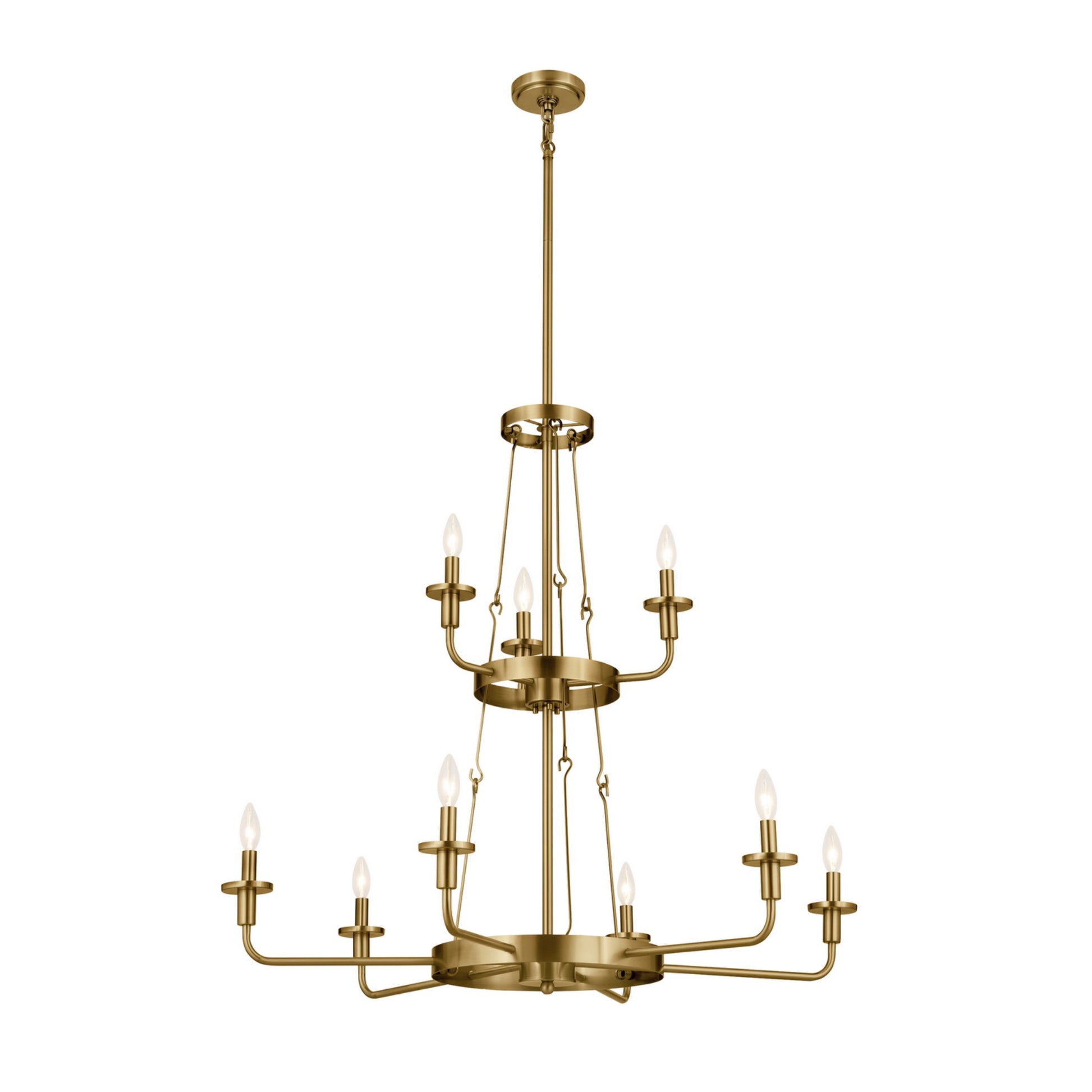Vetivene 40" 9-Light Chandelier, Natural Brass Finish - Bees Lighting