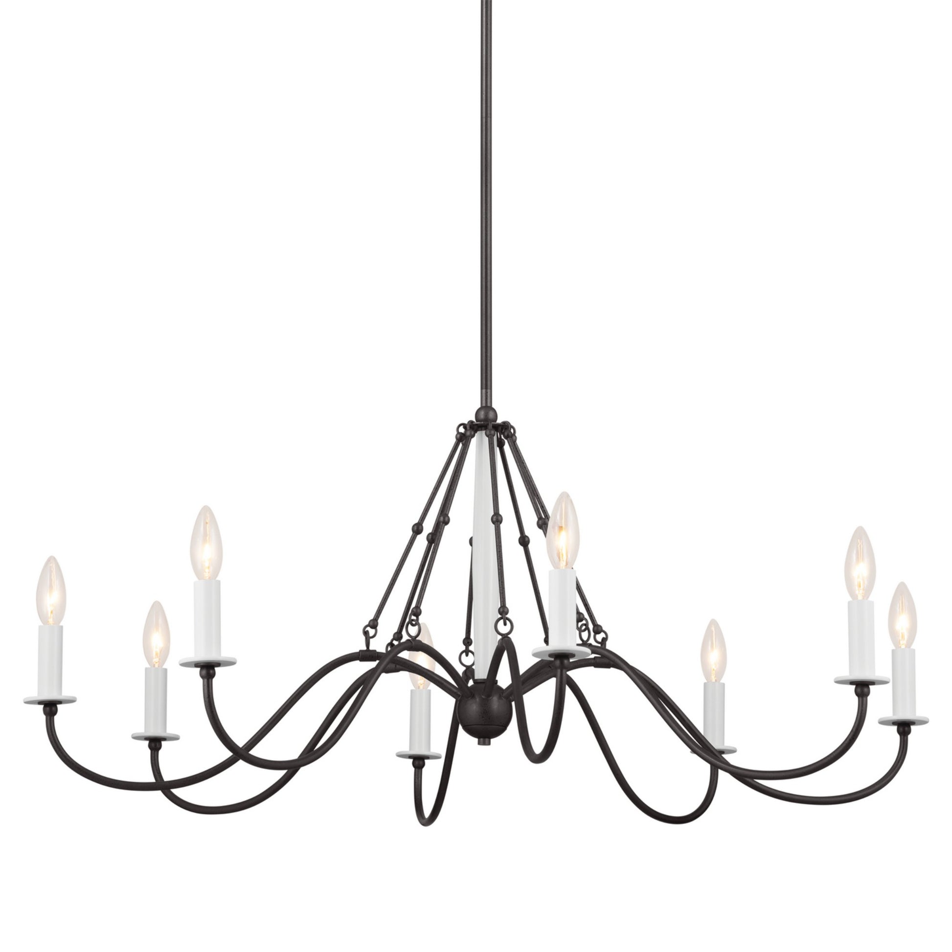 Freesia 38" 8-Light Chandelier, Anvil Iron Finish - Bees Lighting