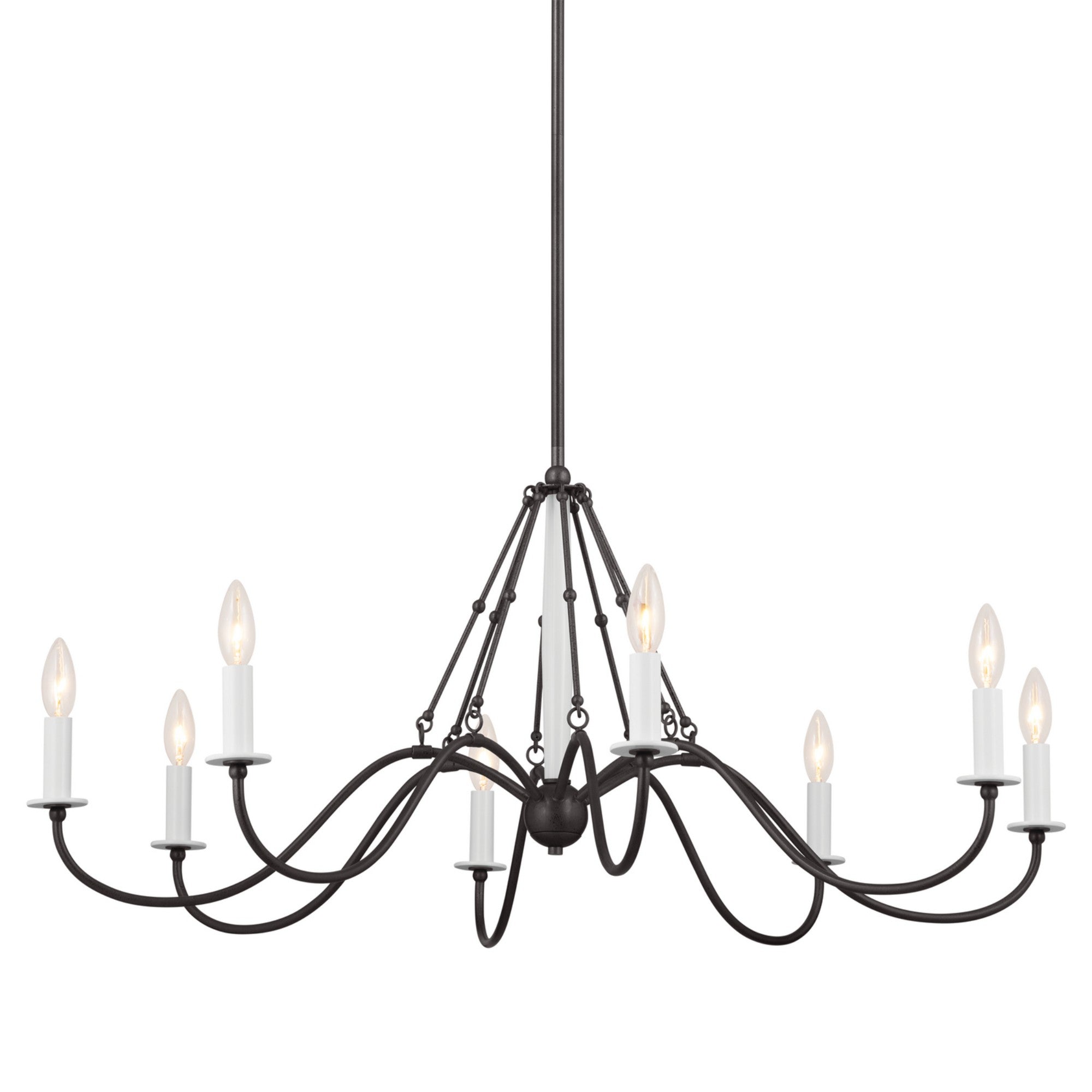 Freesia 38" 8-Light Chandelier, Anvil Iron Finish - Bees Lighting