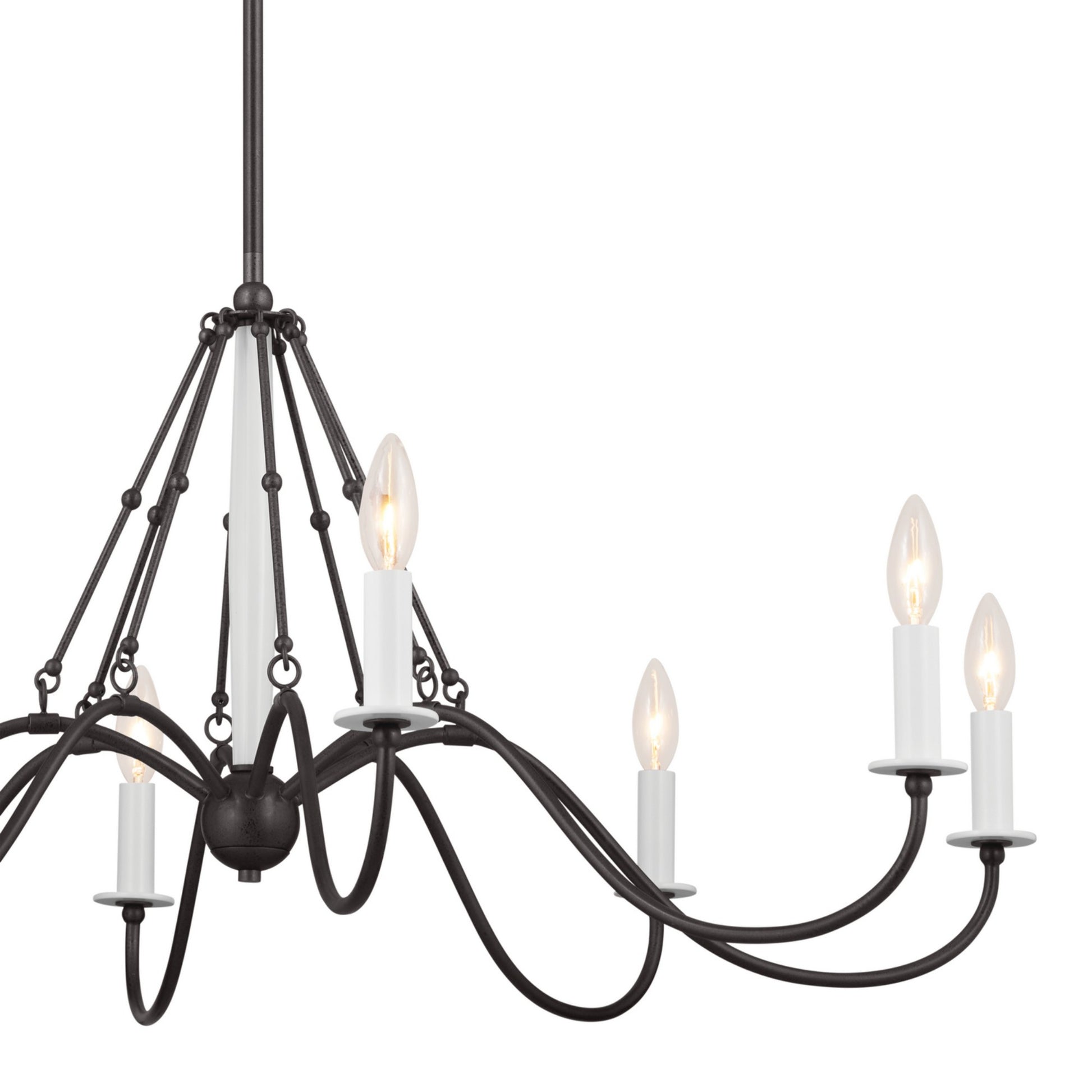 Freesia 38" 8-Light Chandelier, Anvil Iron Finish - Bees Lighting