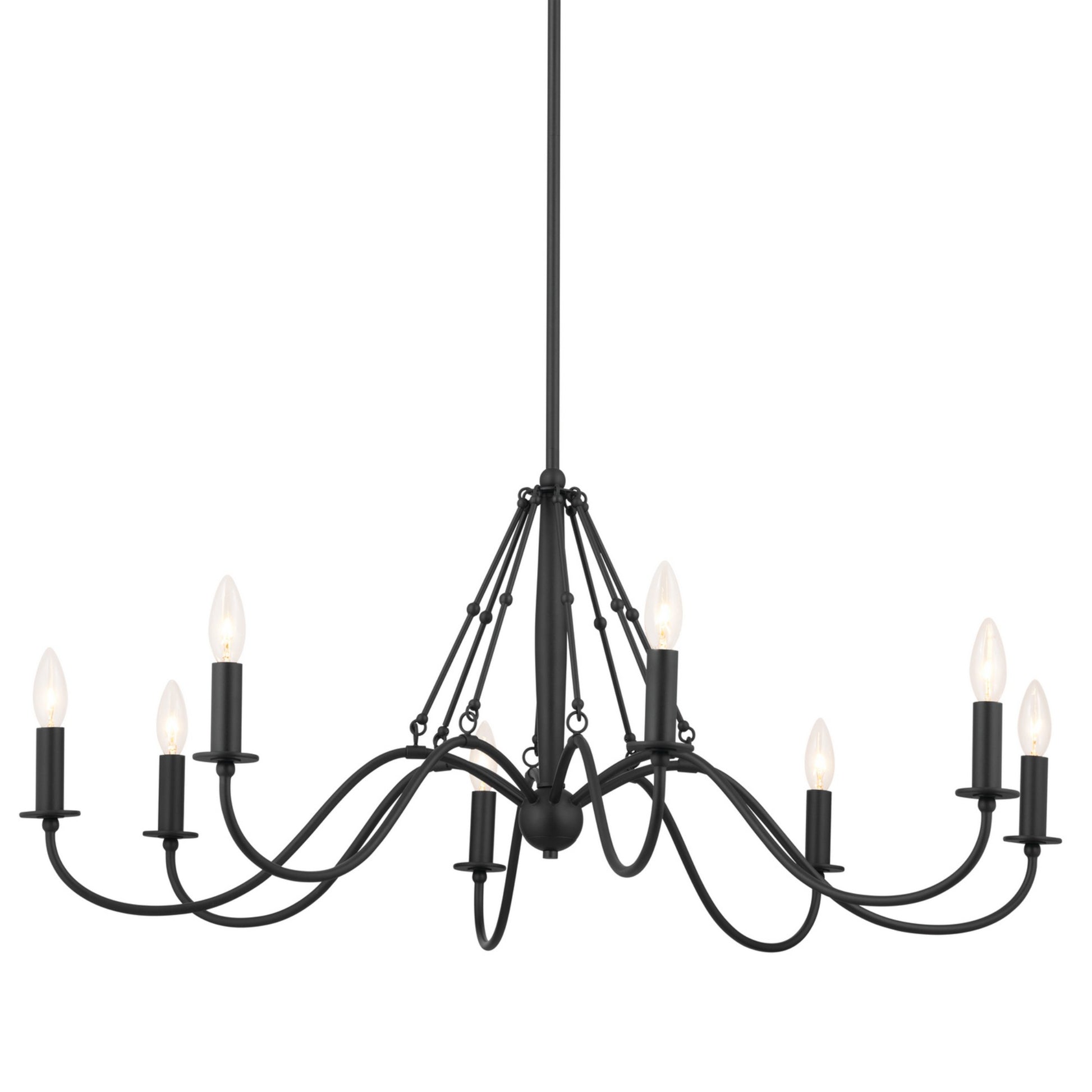 Freesia 38" 8-Light Chandelier, Textured Black Finish - Bees Lighting