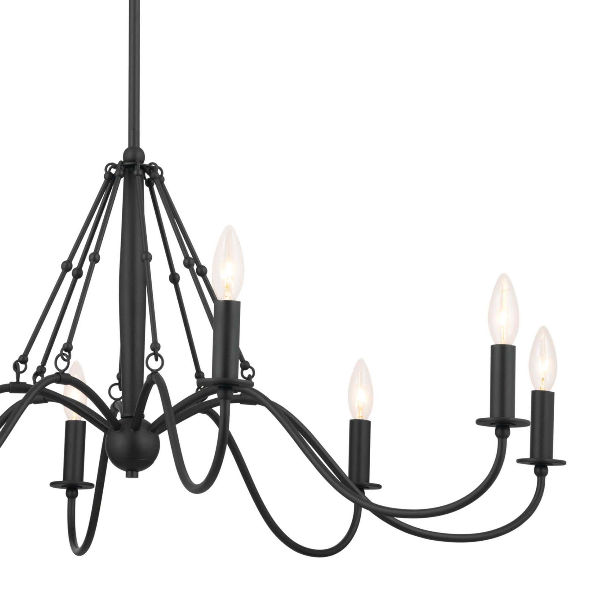 Freesia 38" 8-Light Chandelier, Textured Black Finish - Bees Lighting