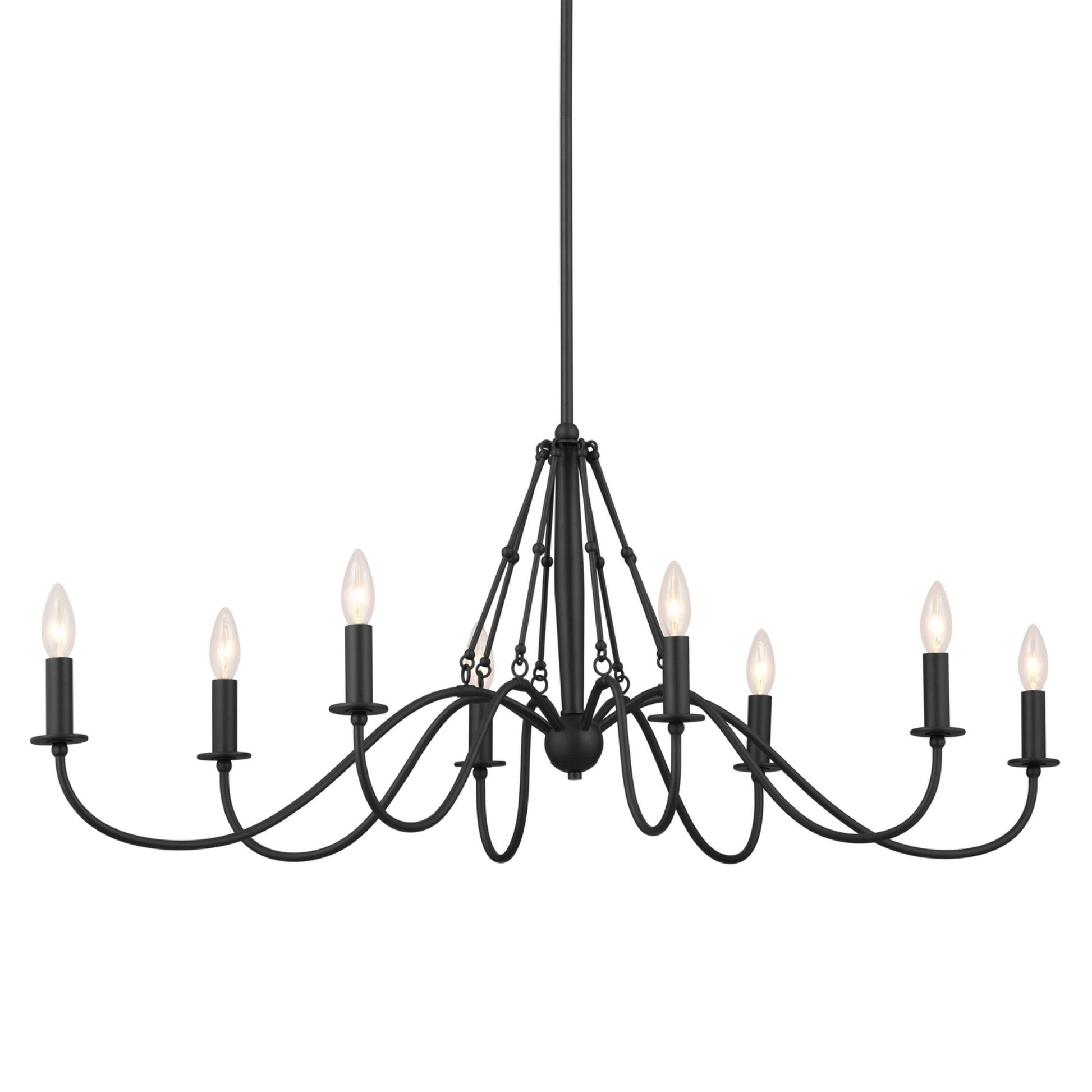 Freesia 45" 8-Light Linear Chandelier, Textured Black Finish - Bees Lighting