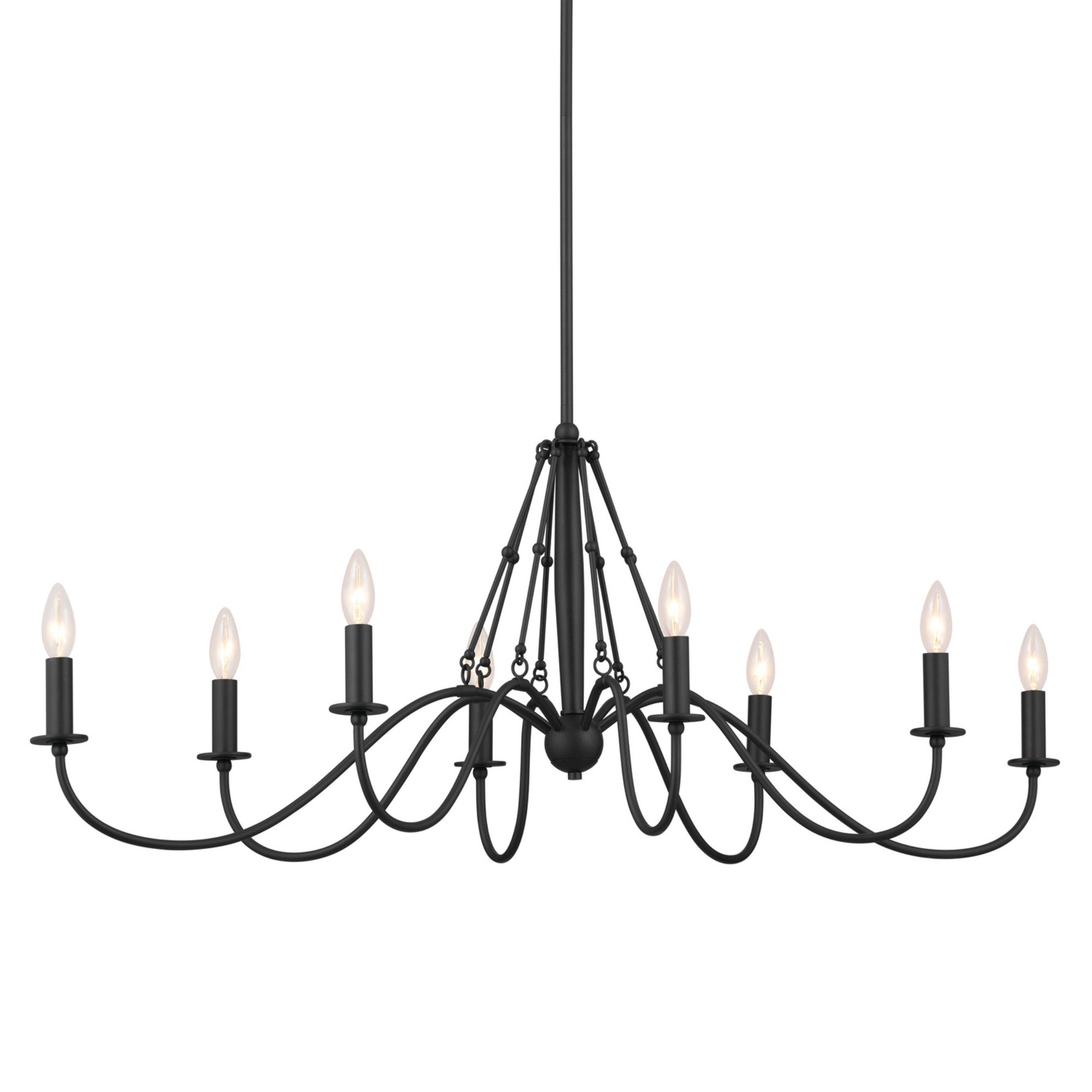 Freesia 45" 8-Light Linear Chandelier, Textured Black Finish - Bees Lighting