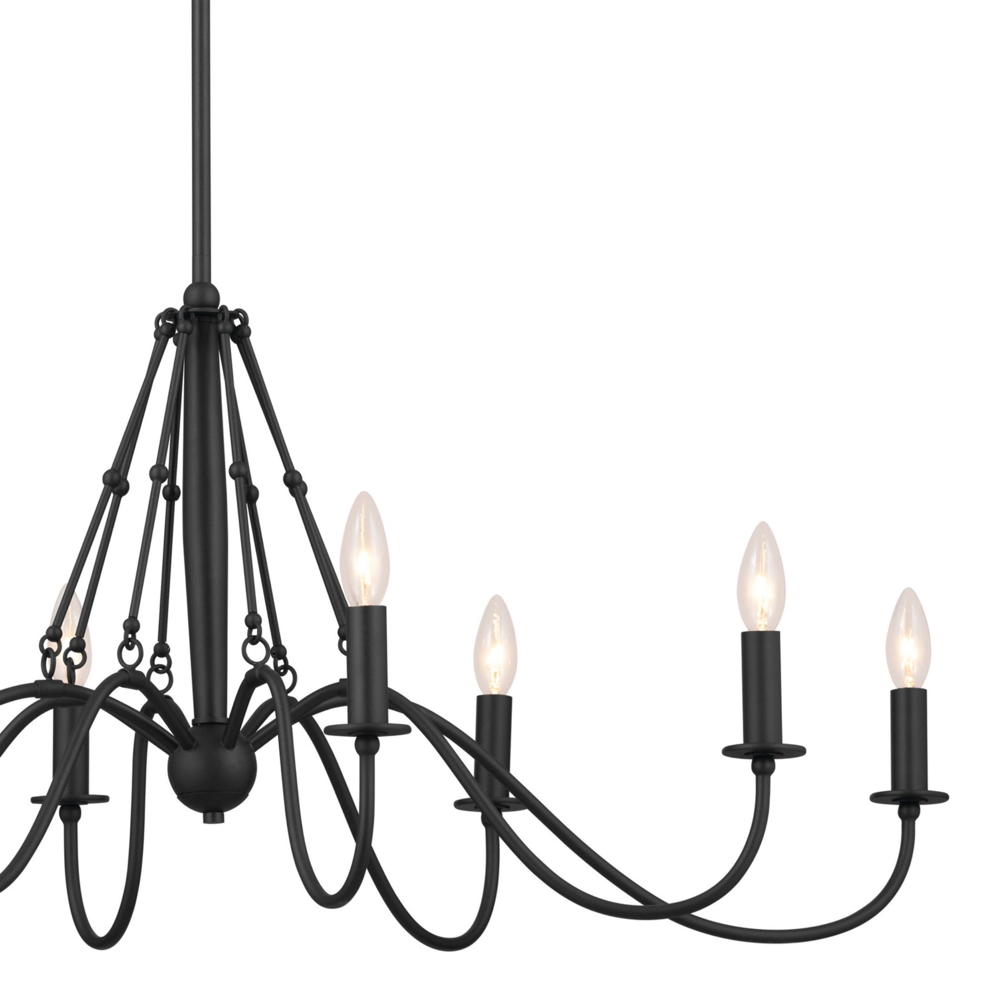 Freesia 45" 8-Light Linear Chandelier, Textured Black Finish - Bees Lighting