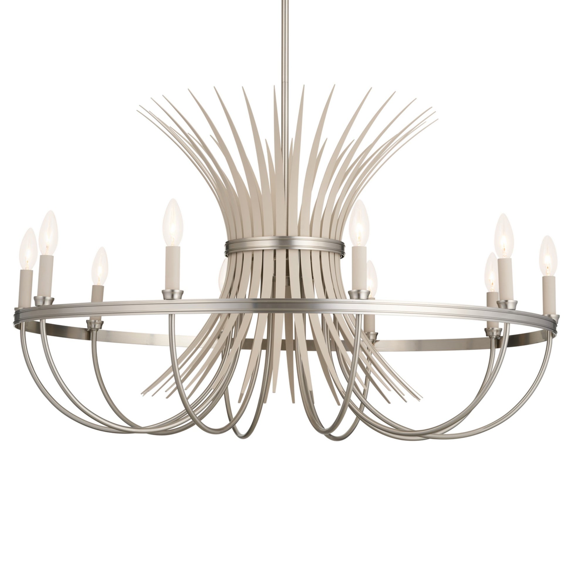 Baile 37" 10-Light Chandelier, Brushed Nickel Finish - Bees Lighting