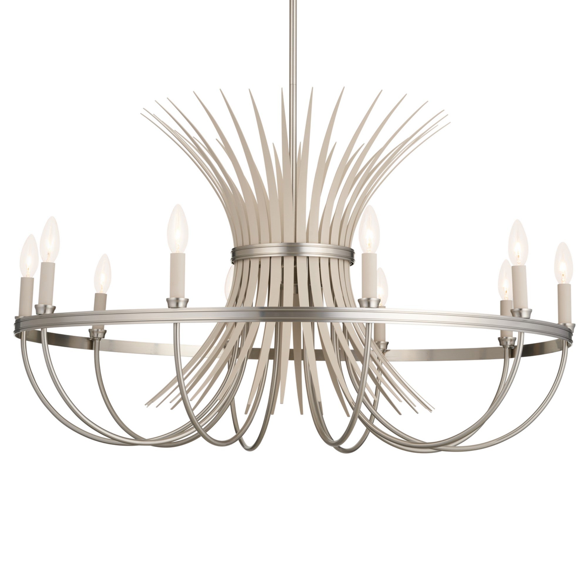 Baile 37" 10-Light Chandelier, Brushed Nickel Finish - Bees Lighting