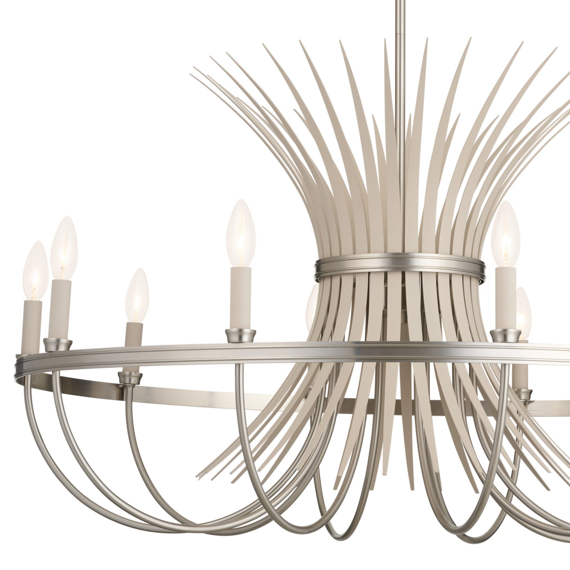 Baile 37" 10-Light Chandelier, Brushed Nickel Finish - Bees Lighting