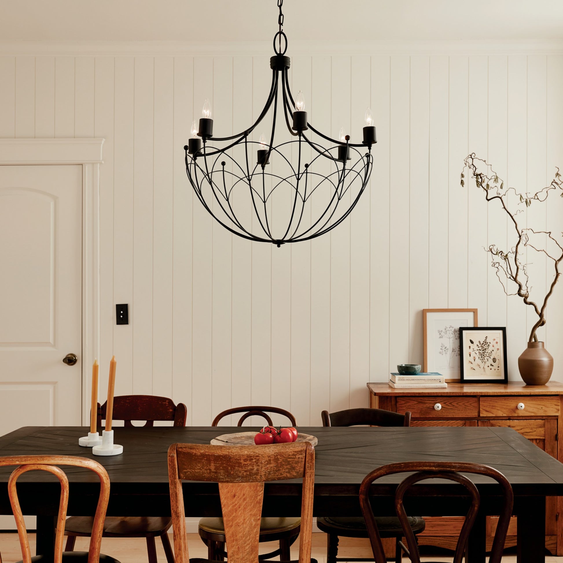 Topiary 28" 6-Light Chandelier, Textured Black Finish - Bees Lighting