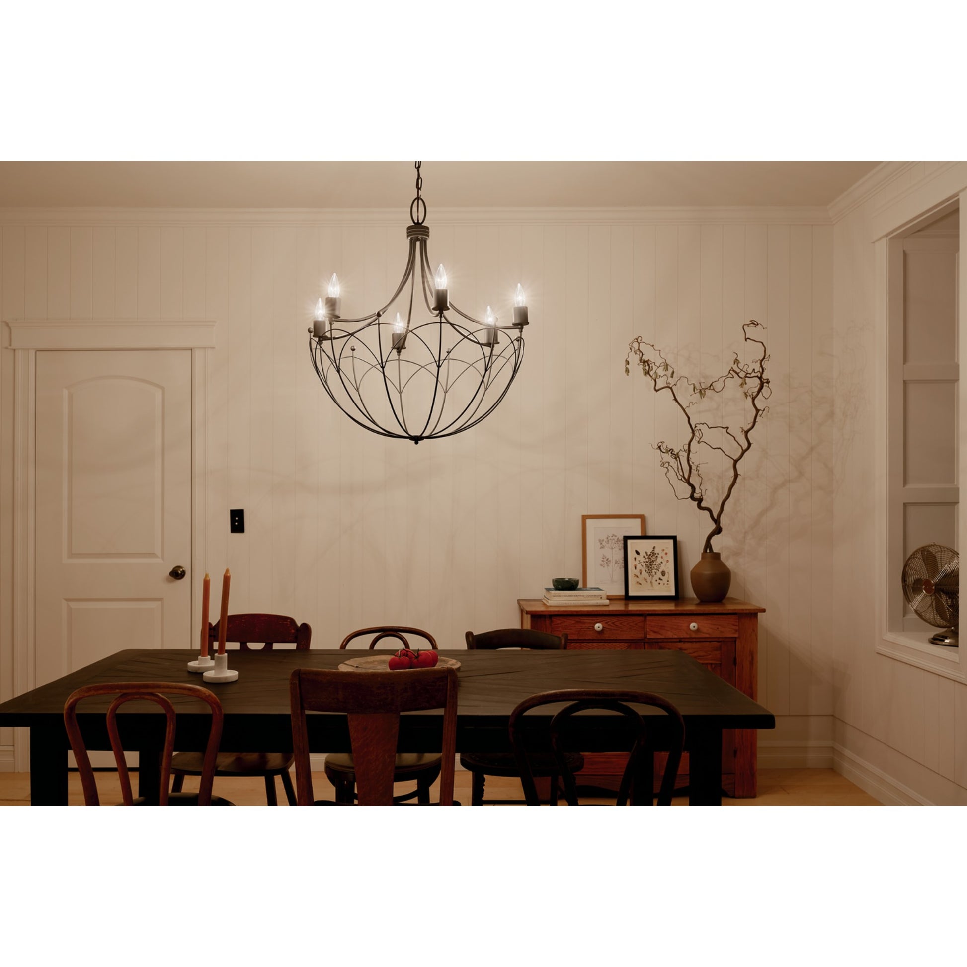 Topiary 28" 6-Light Chandelier, Textured Black Finish - Bees Lighting