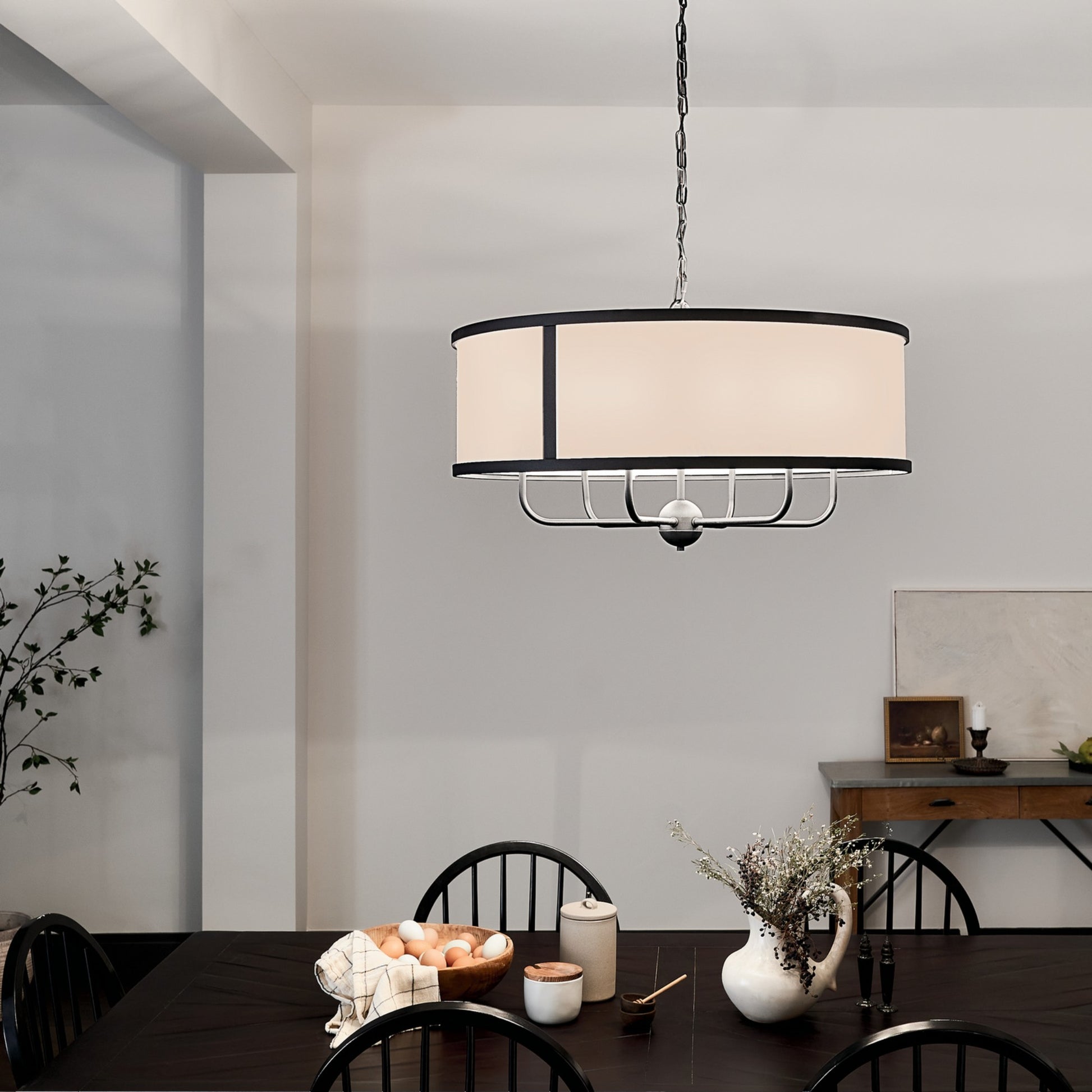 Heddle 31" 6-Light Chandelier, Textured Black Finish - Bees Lighting