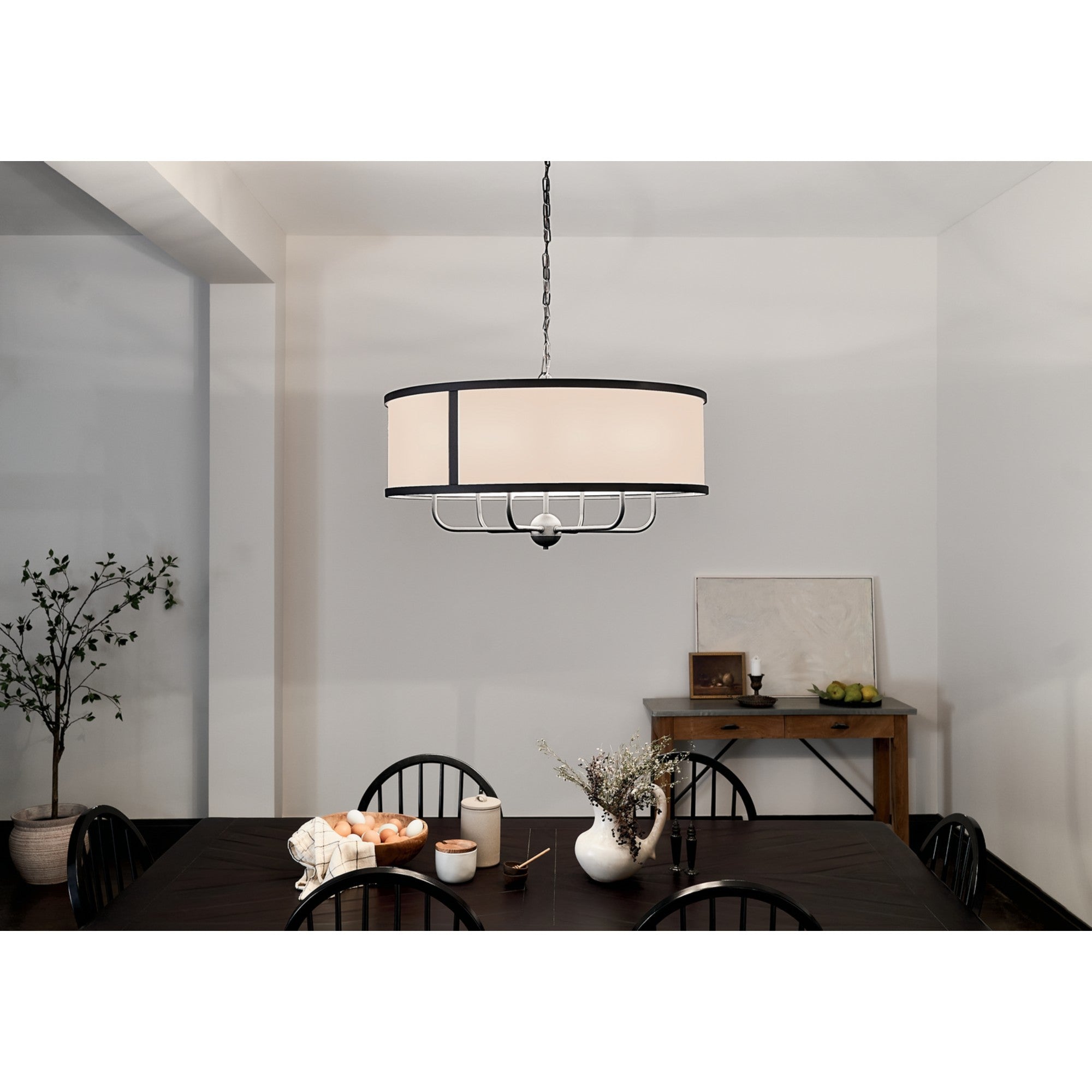 Heddle 31" 6-Light Chandelier, Textured Black Finish - Bees Lighting