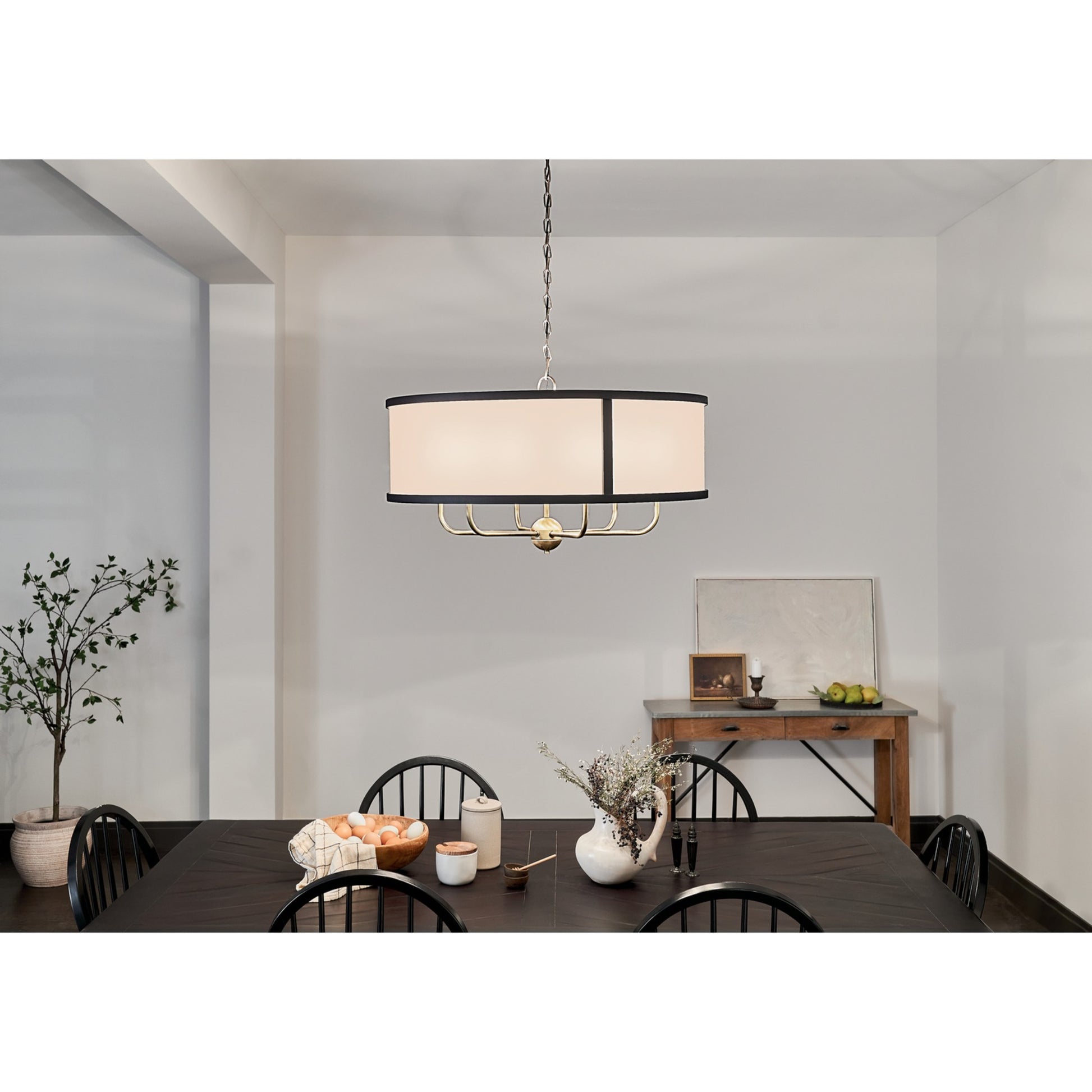 Heddle 31" 6-Light Chandelier, Natural Brass Finish - Bees Lighting