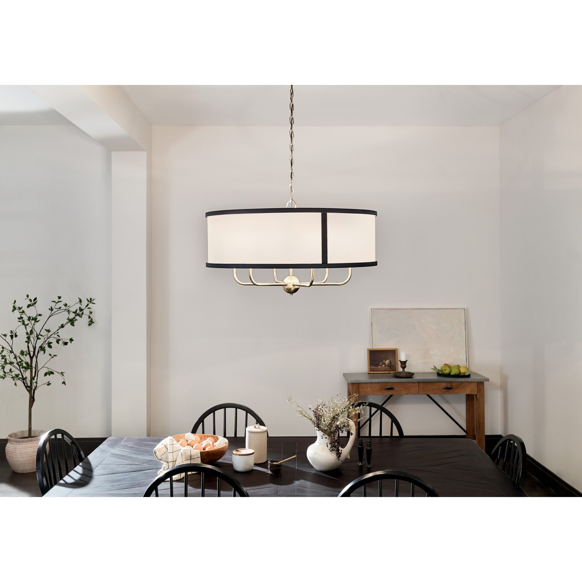 Heddle 31" 6-Light Chandelier, Natural Brass Finish - Bees Lighting