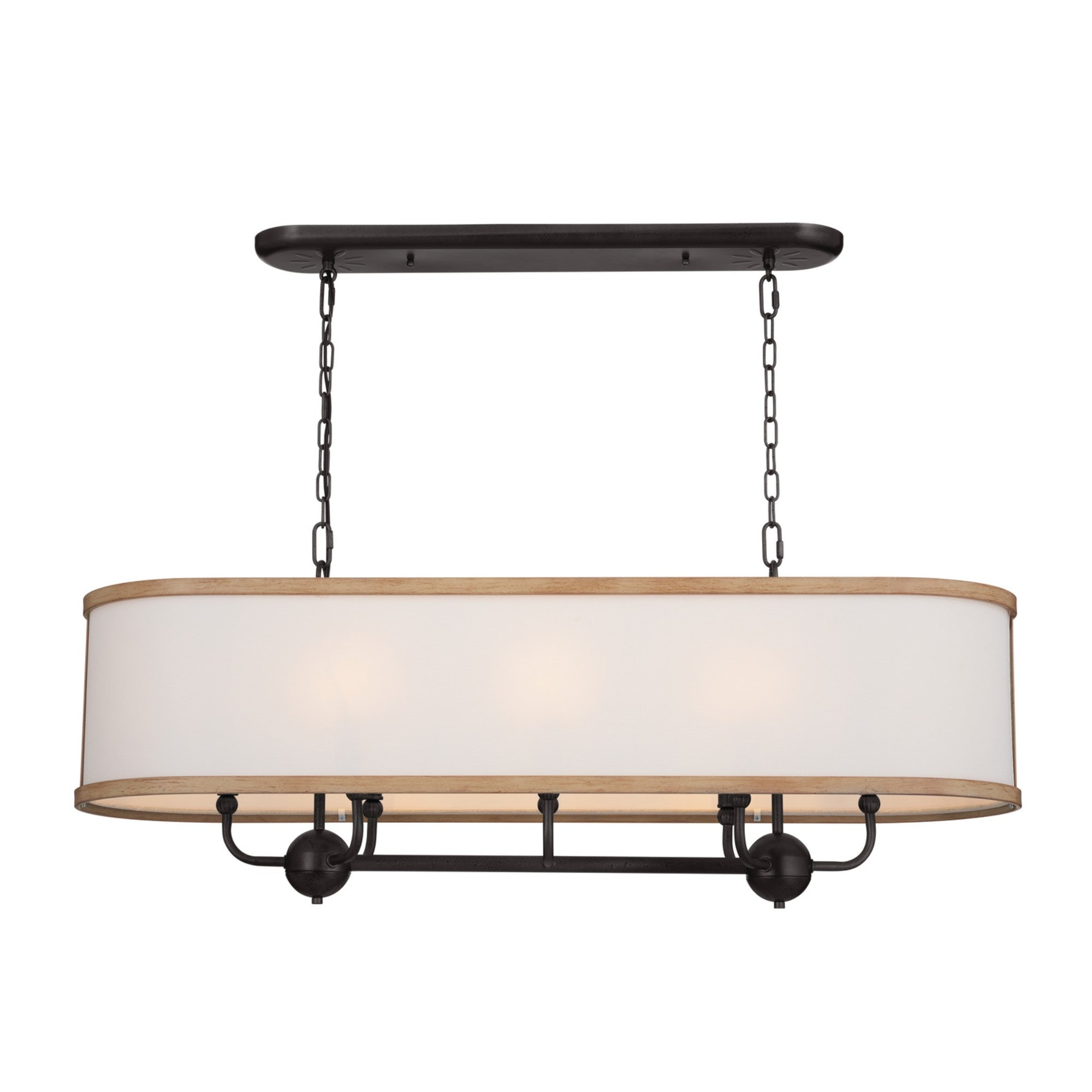 Heddle 43" 8-Light Linear Chandelier, Anvil Iron Finish - Bees Lighting