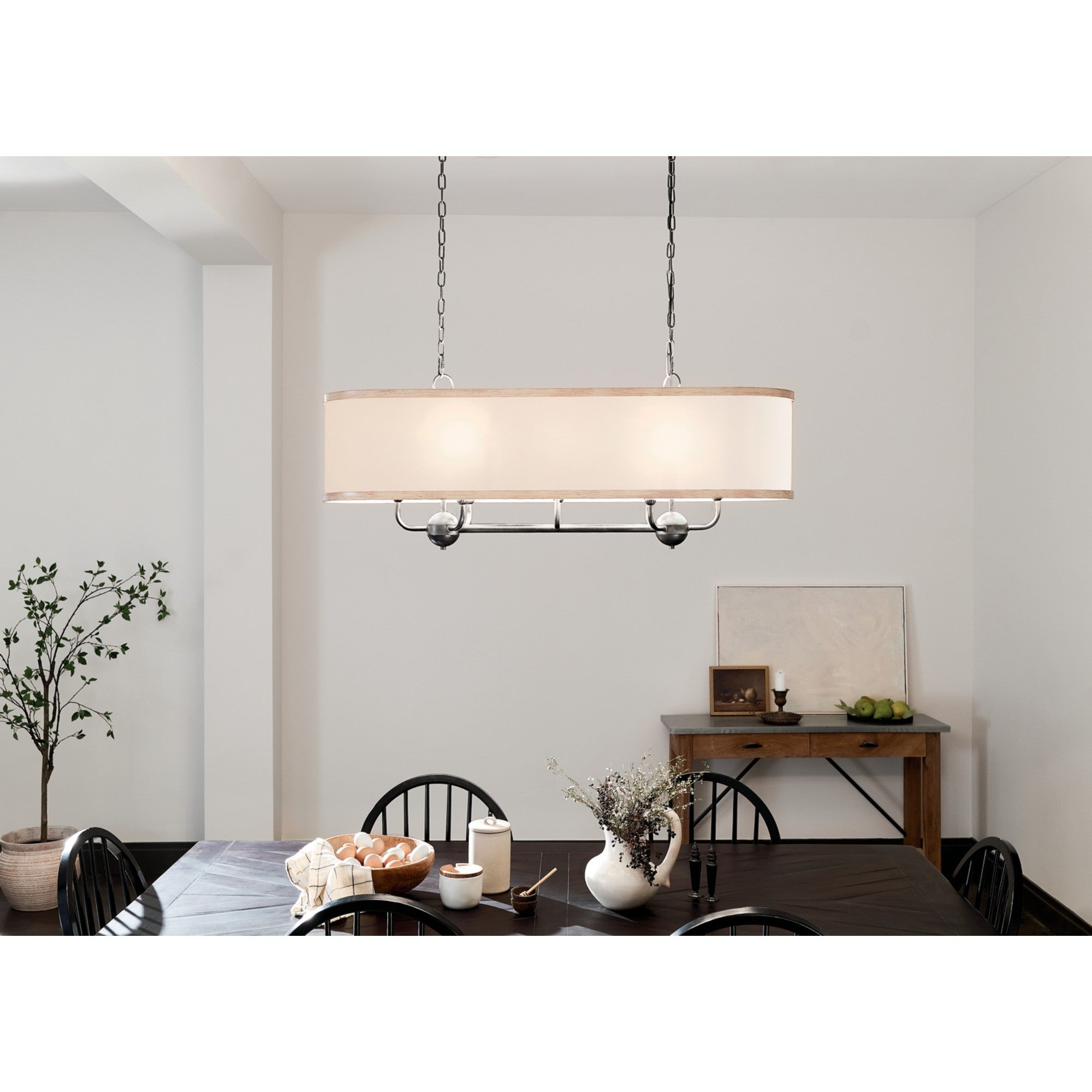 Heddle 43" 8-Light Linear Chandelier, Anvil Iron Finish - Bees Lighting