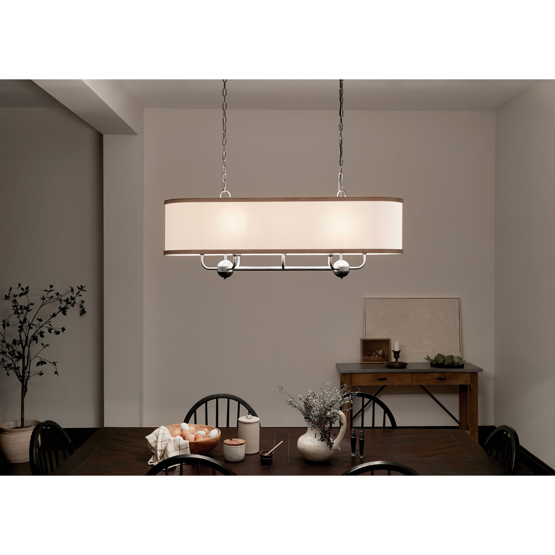 Heddle 43" 8-Light Linear Chandelier, Anvil Iron Finish - Bees Lighting