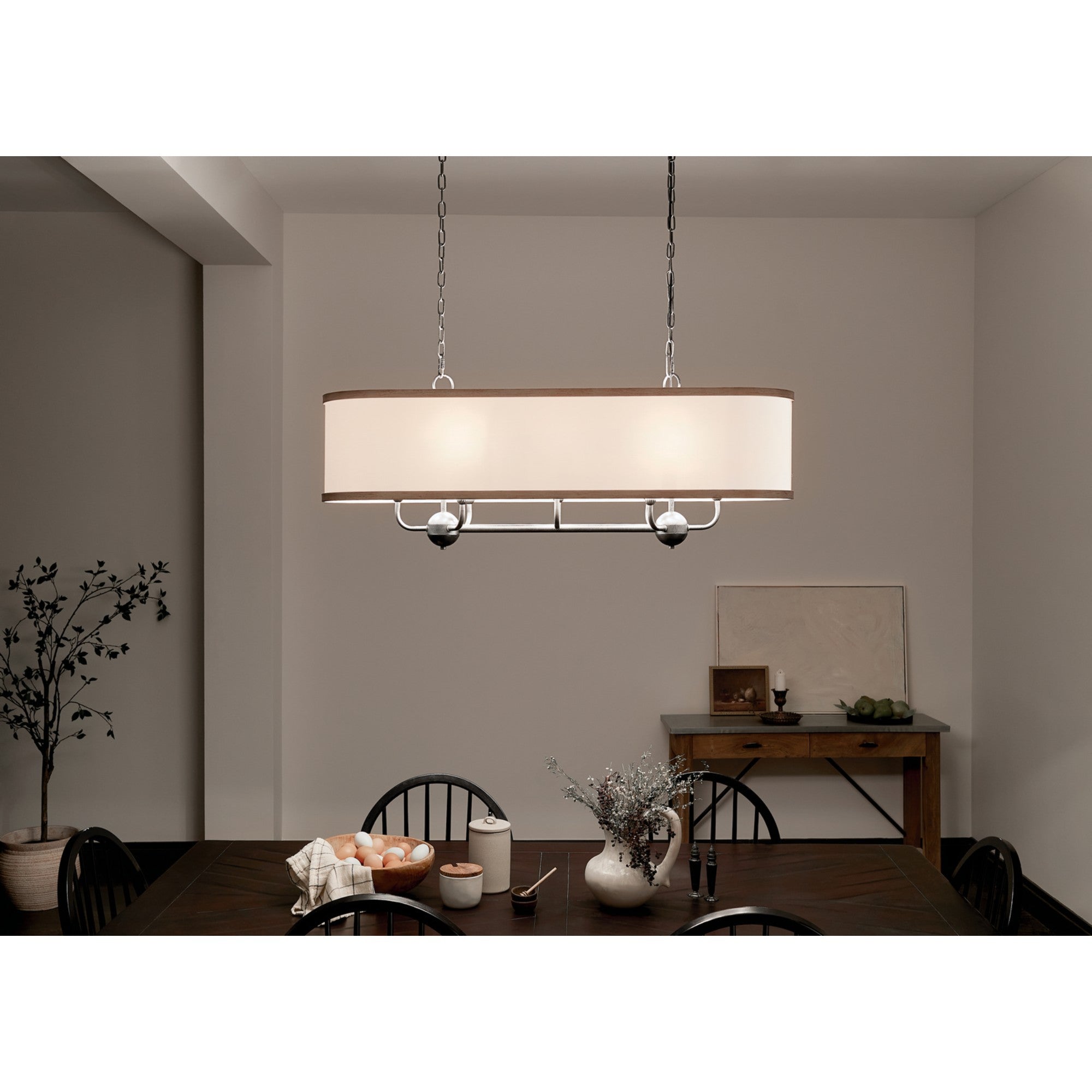 Heddle 43" 8-Light Linear Chandelier, Anvil Iron Finish - Bees Lighting